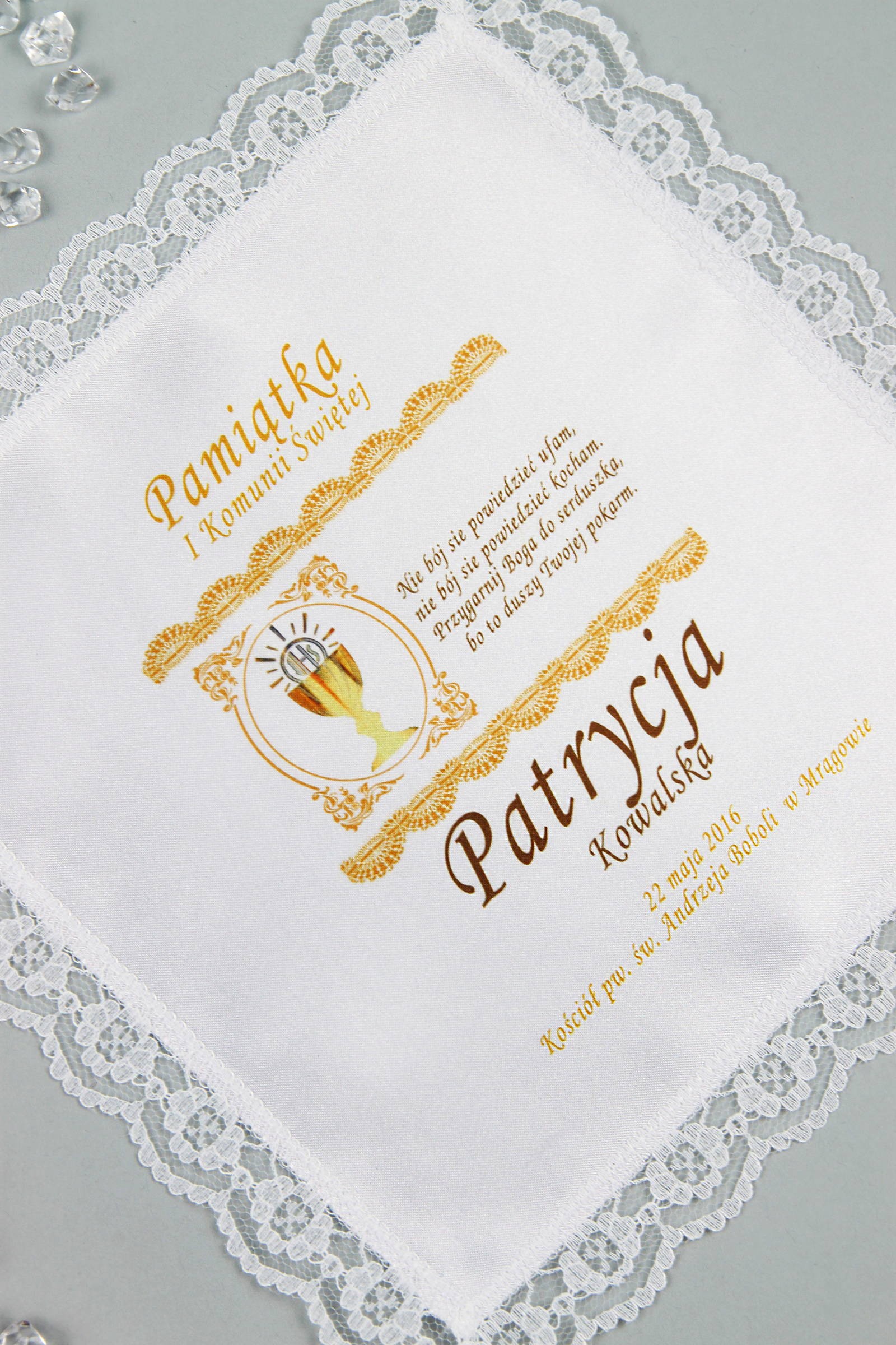 Kommunion-Taschentuch mit Grafik personalisiert UK-CHGI 10 - obraz 0