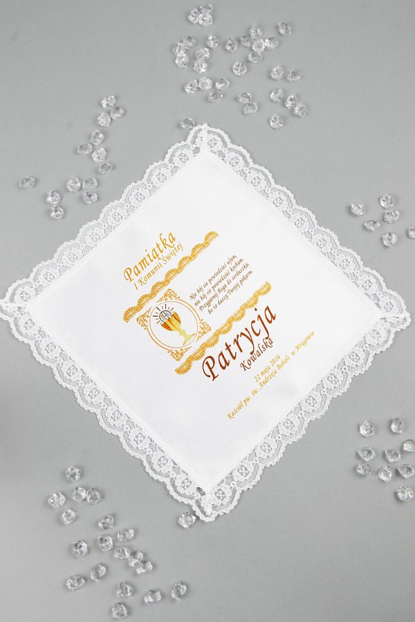 Kommunion-Taschentuch mit Grafik personalisiert UK-CHGI 10 - obraz 1