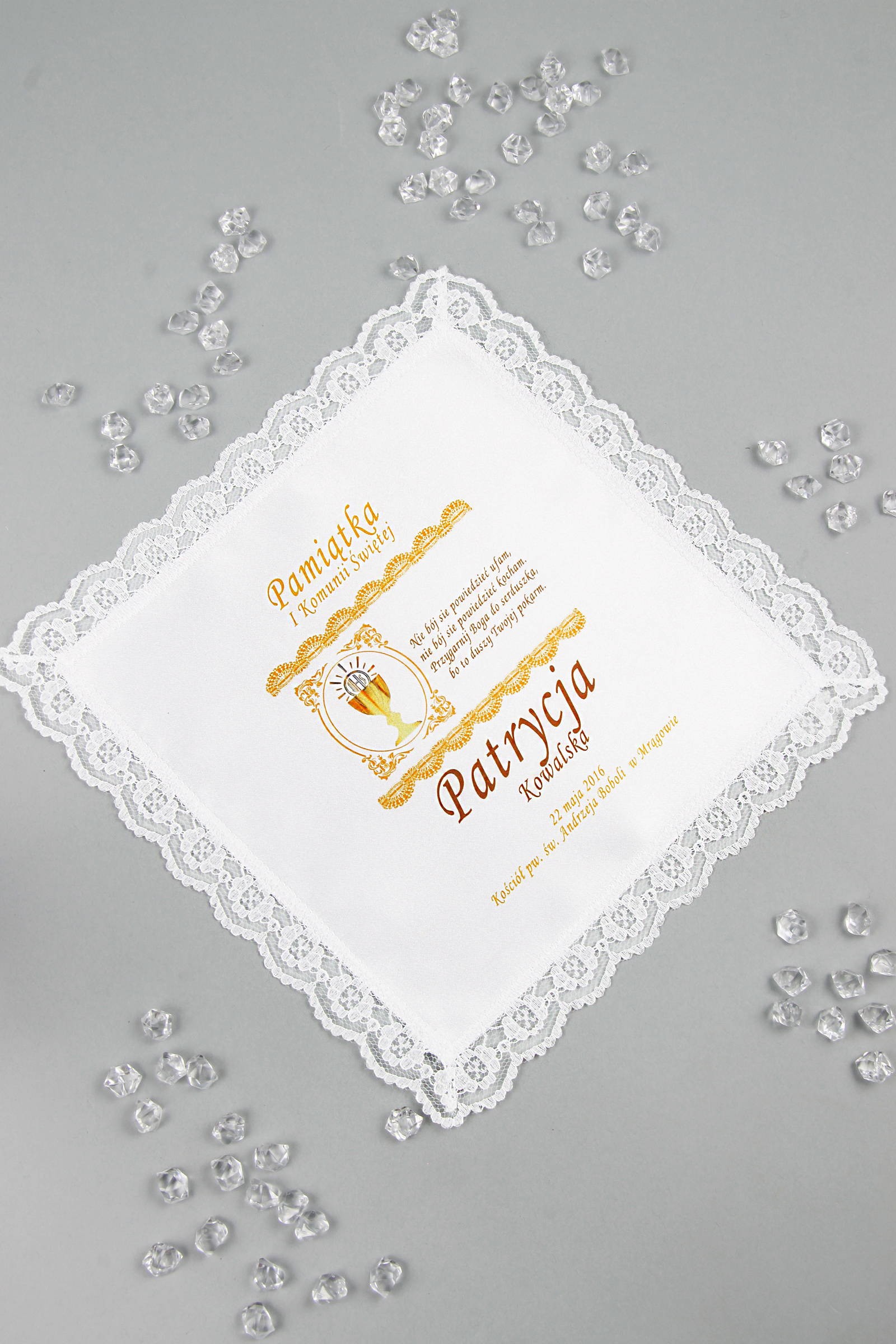 Kommunion-Taschentuch mit Grafik personalisiert UK-CHGI 10 - obraz 1