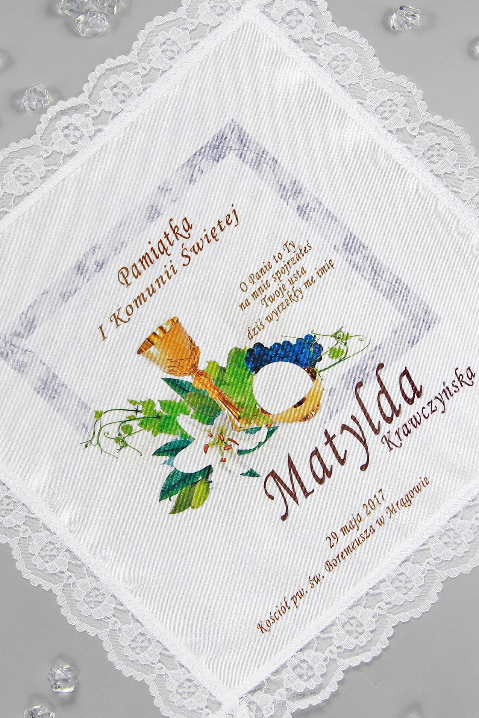 Kommunion-Taschentuch mit Grafik personalisiert UK-CHGI 11 - obraz 0