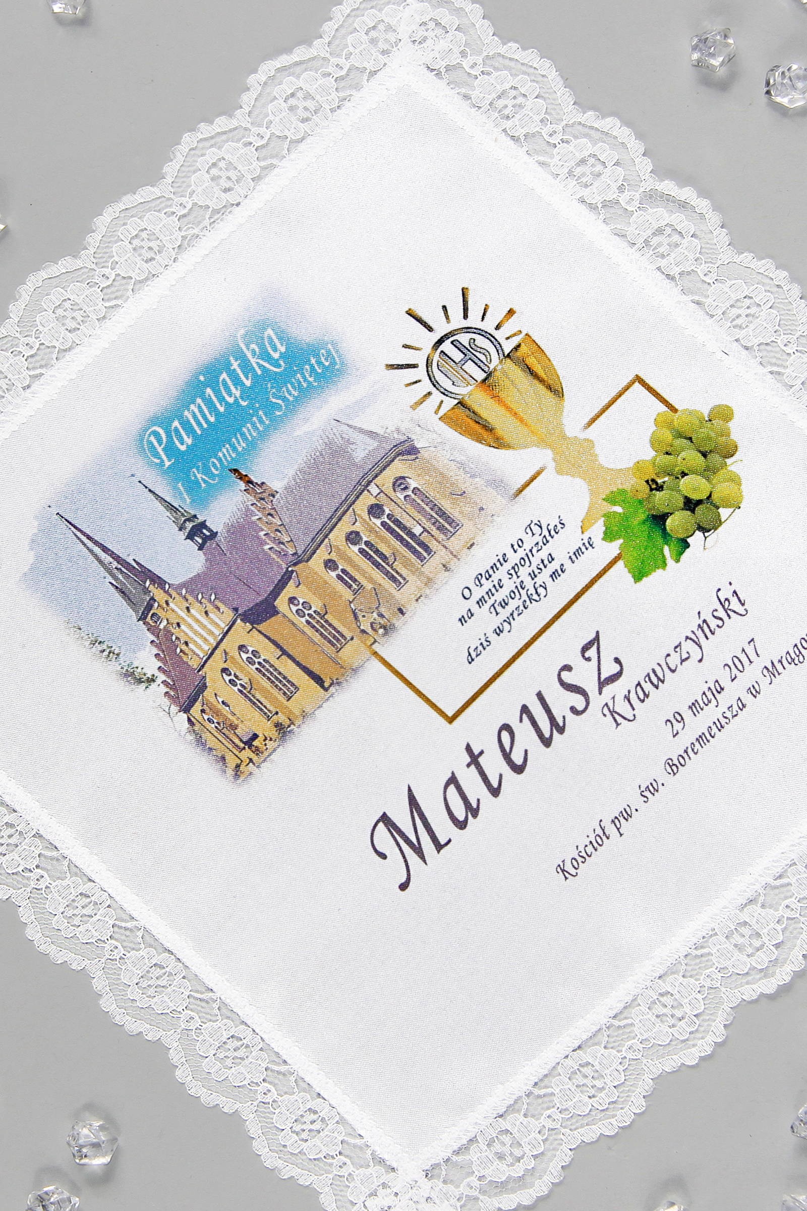 Kommunion-Taschentuch mit Grafik personalisiert UK-CHGI 12 - obraz 0