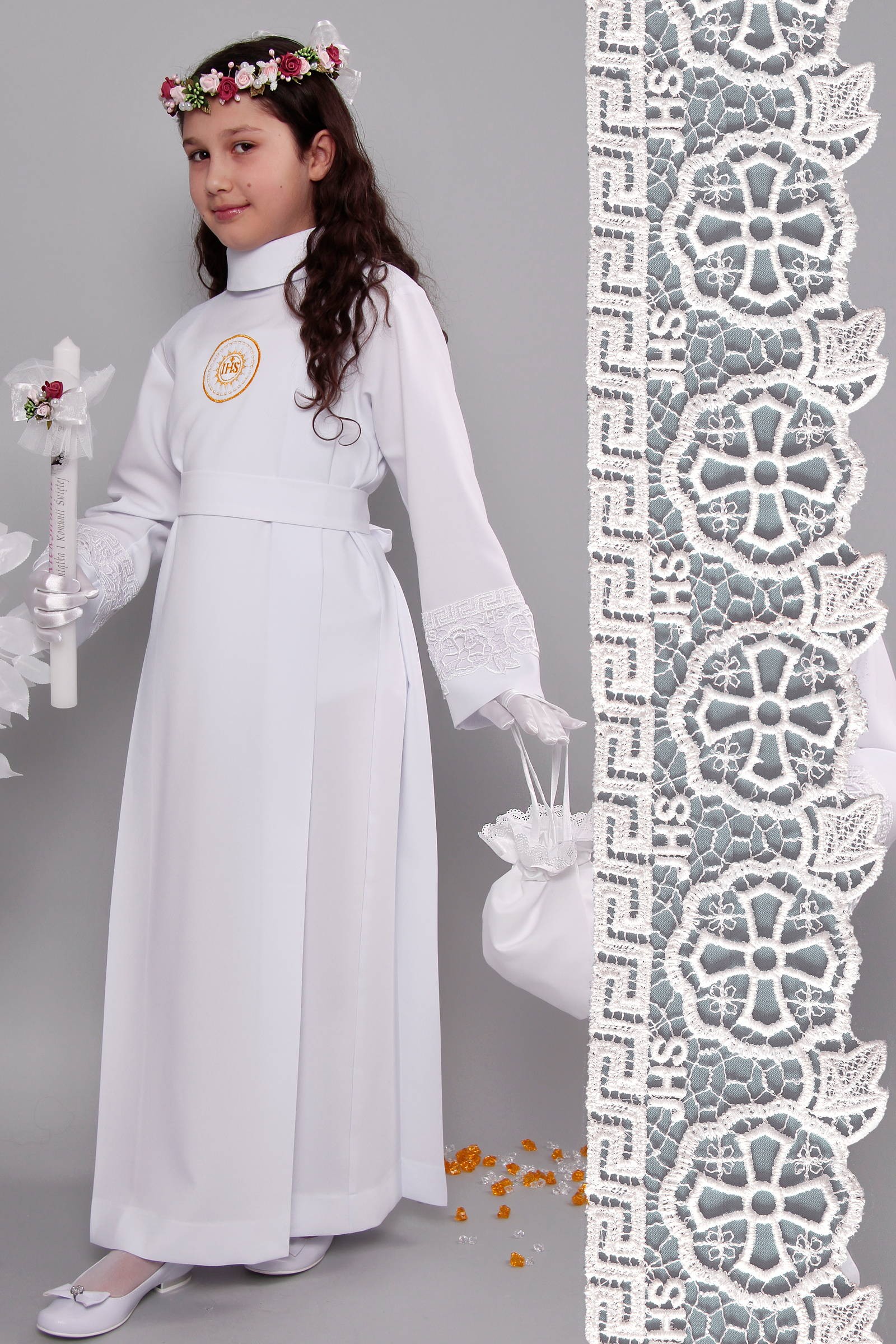 Kommunion albe mit guipure 13a/UK-Z1 - obraz 1