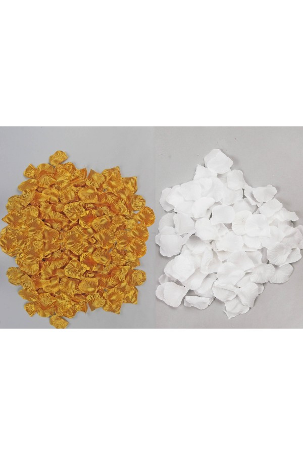 Tischdekoration zur Kommunion - Set aus goldenen und weißen Rosenblättern - obraz 3