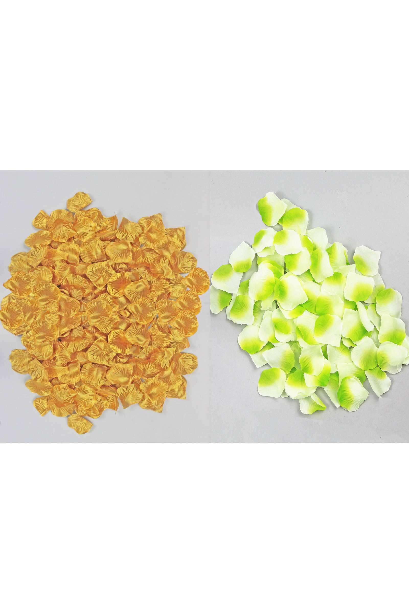 Tischdekoration zur Kommunion - Set aus goldenen und grünen Rosenblättern - obraz 3