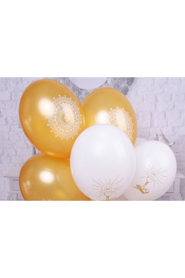 Kommunionsballons - weiß und gold - obraz 0