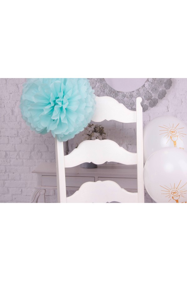 Kommunion Stuhl Dekoration aus Papier - blau - obraz 2