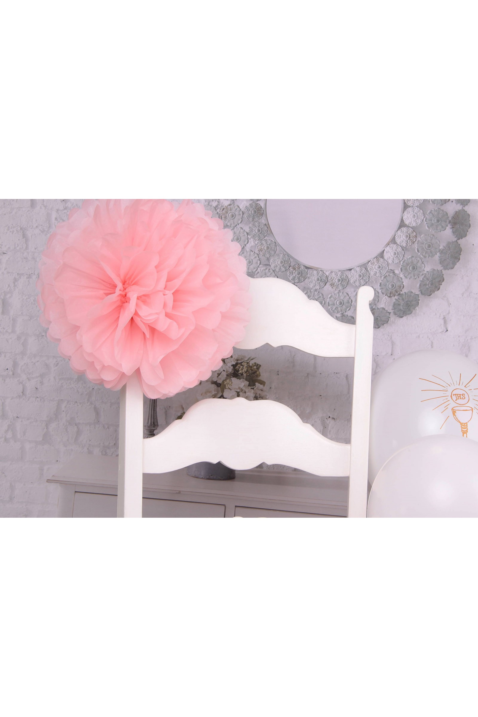 Kommunion Papier Stuhl Dekoration - rosa - obraz 2