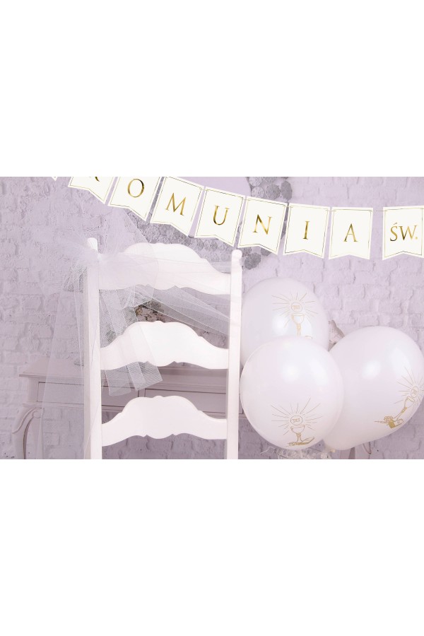 Kommunion Stuhl Tüll Dekoration - weiß - obraz 3