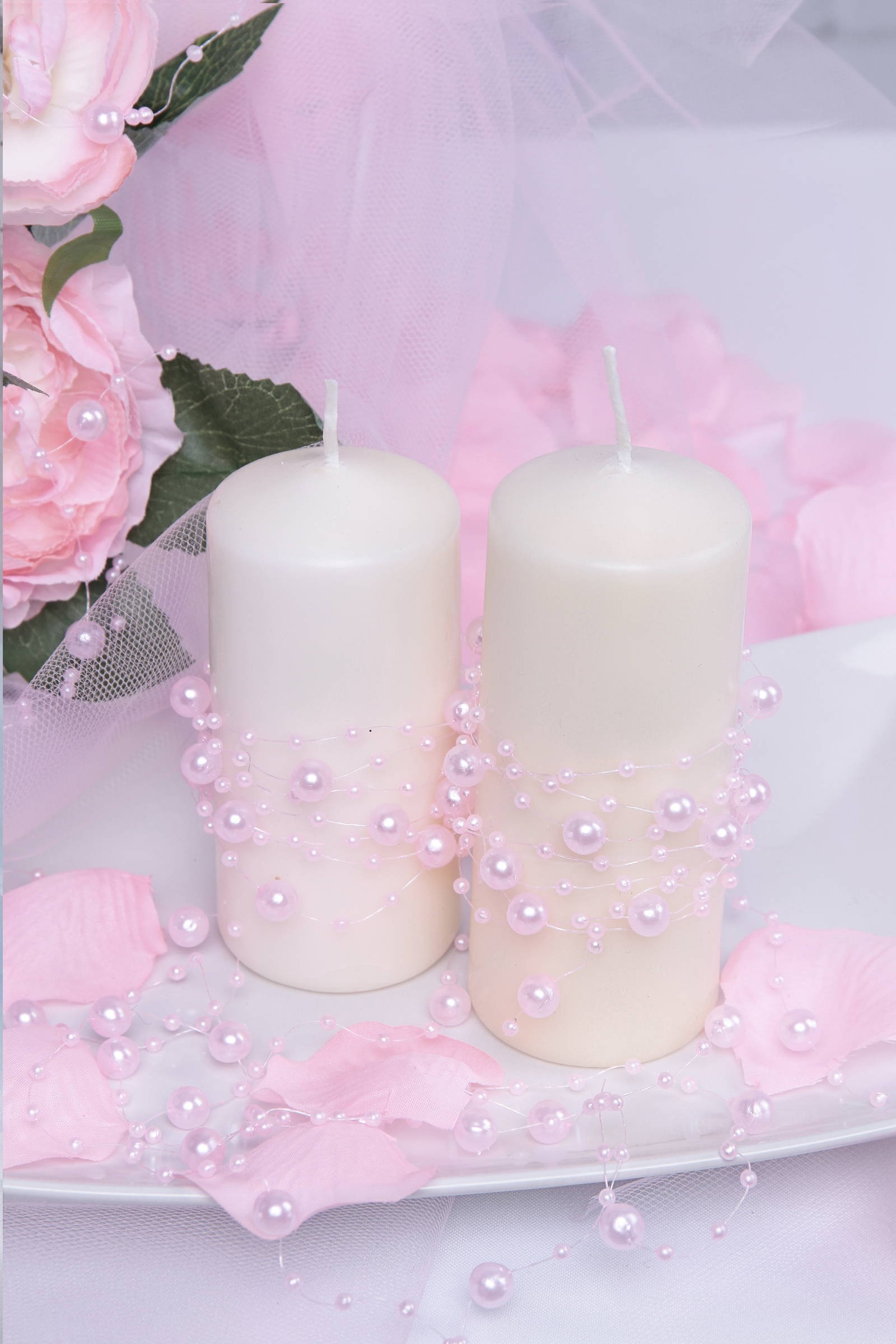 Rosa Perle in Kommunionsgirlande - obraz 0