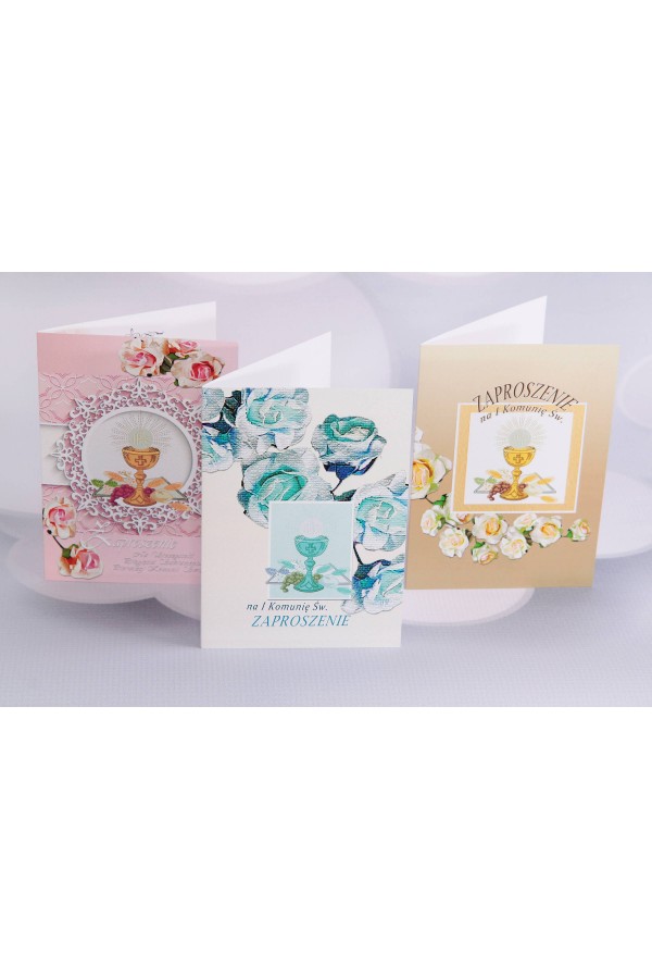 Personalisierte Kommunioneinladungen beliebt - Rosa 1 (a,b,c) - obraz 1
