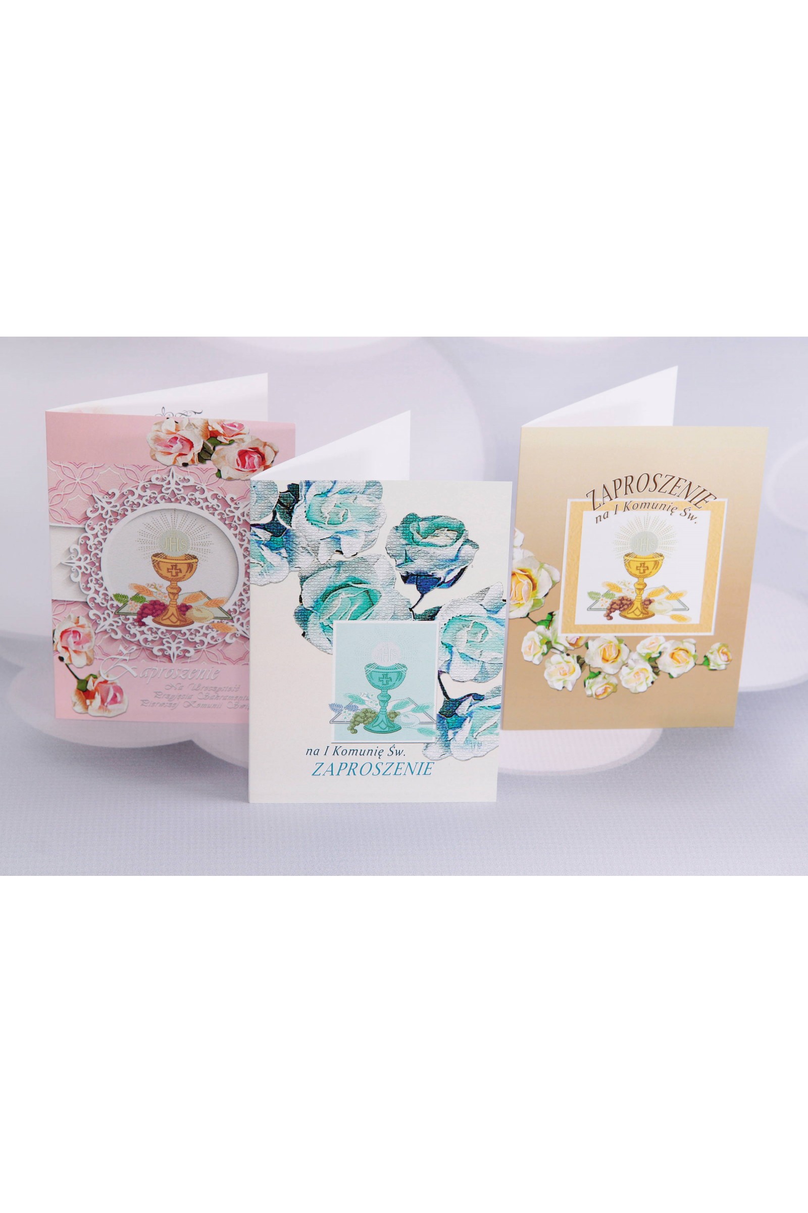 Personalisierte Kommunioneinladungen beliebt - Rosa 1 (a,b,c) - obraz 1