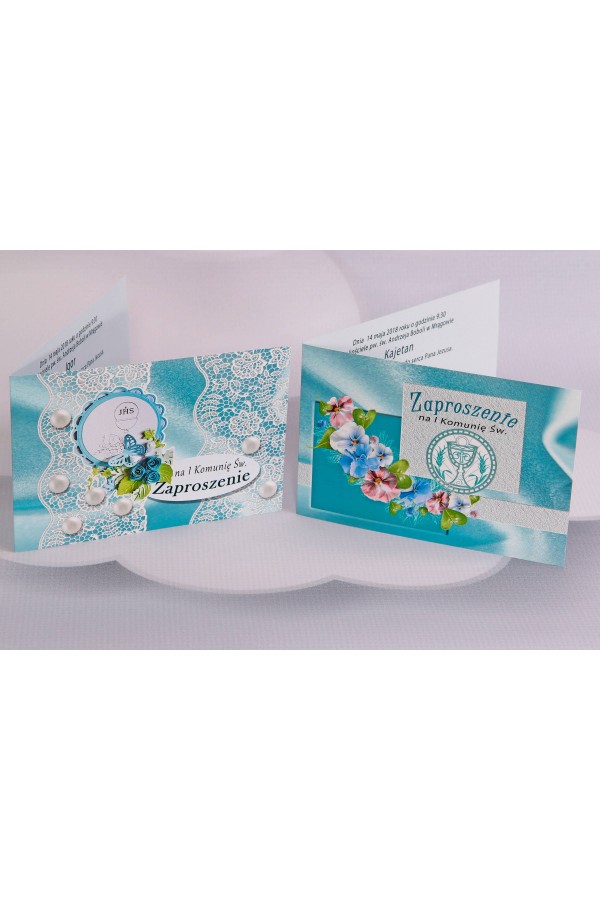Personalisierte Kommunioneinladungen beliebt - Satin 2 (a,b) Personalisierte Kommunioneinladungen beliebt - Satin 2 (a,b) - obraz 1