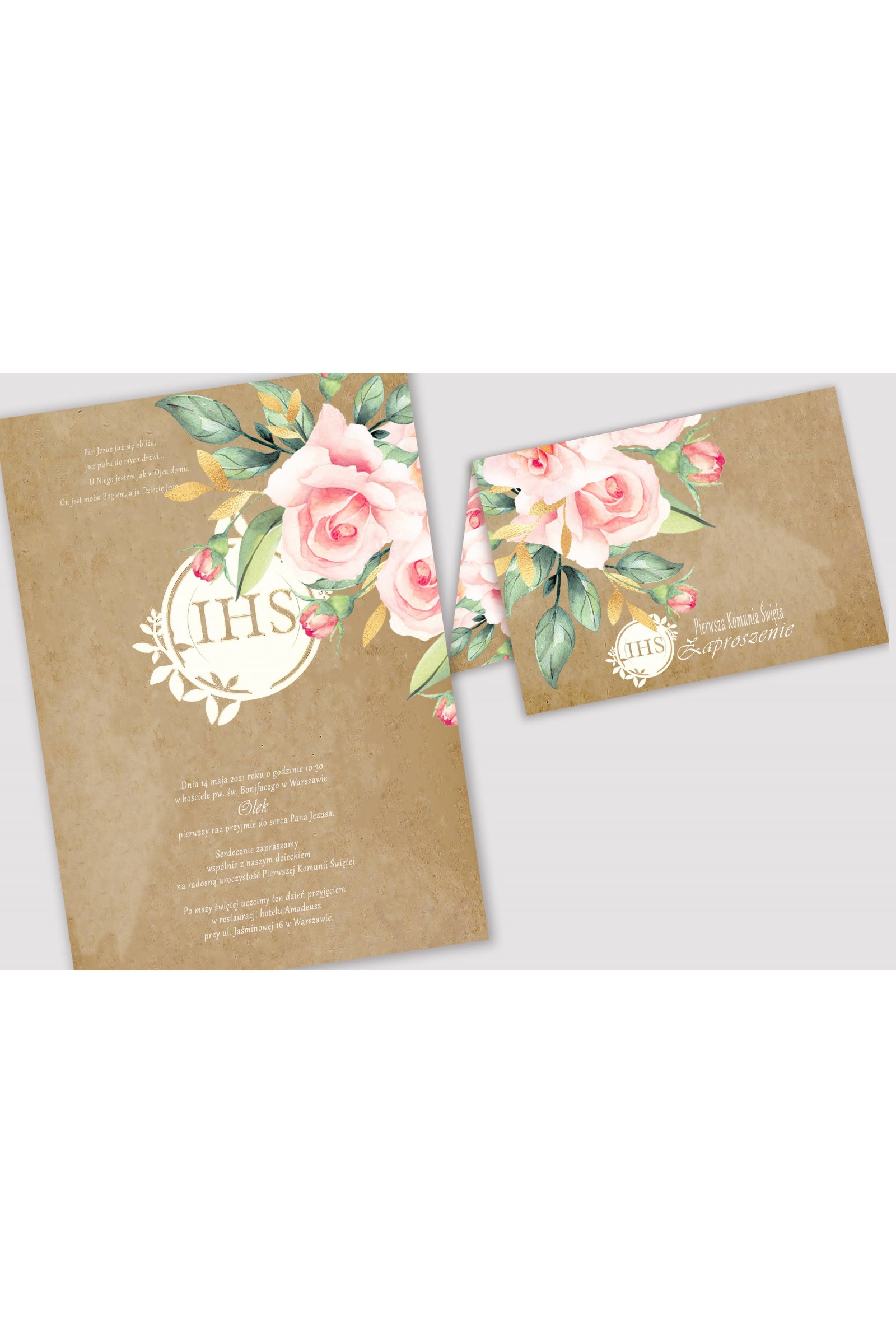 Personalisierte Kommunionseinladungen aus Bausätzen - Pergamentstrauß - obraz 2