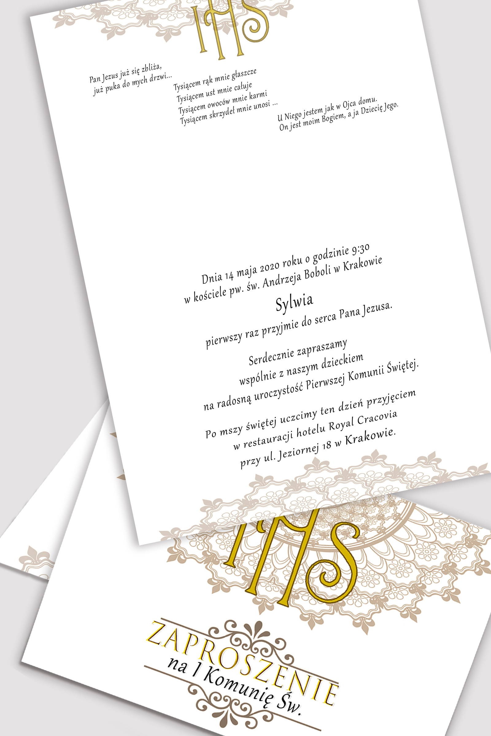 Personalisierte Kommunioneinladungen aus Bausätzen - Rosette - obraz 0