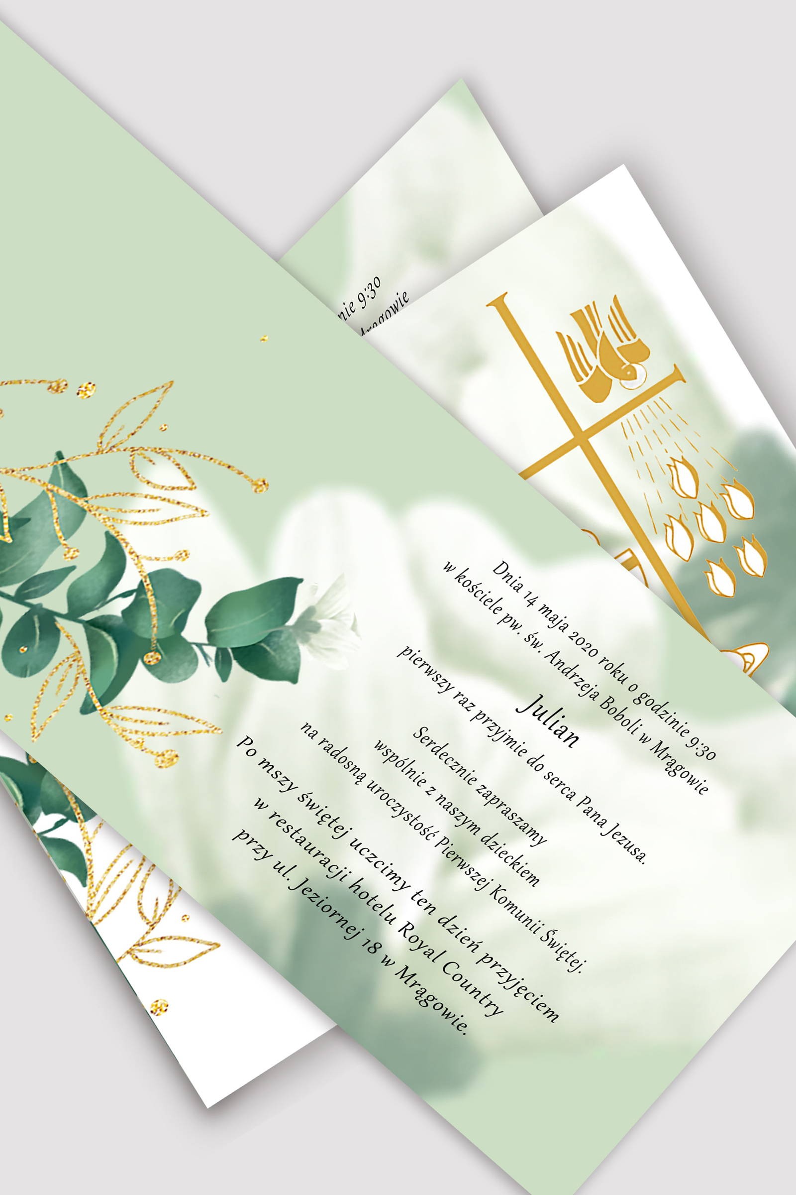 Personalisierte Kommunionseinladungen aus Bausätzen - Weißes Blütenblatt - obraz 0