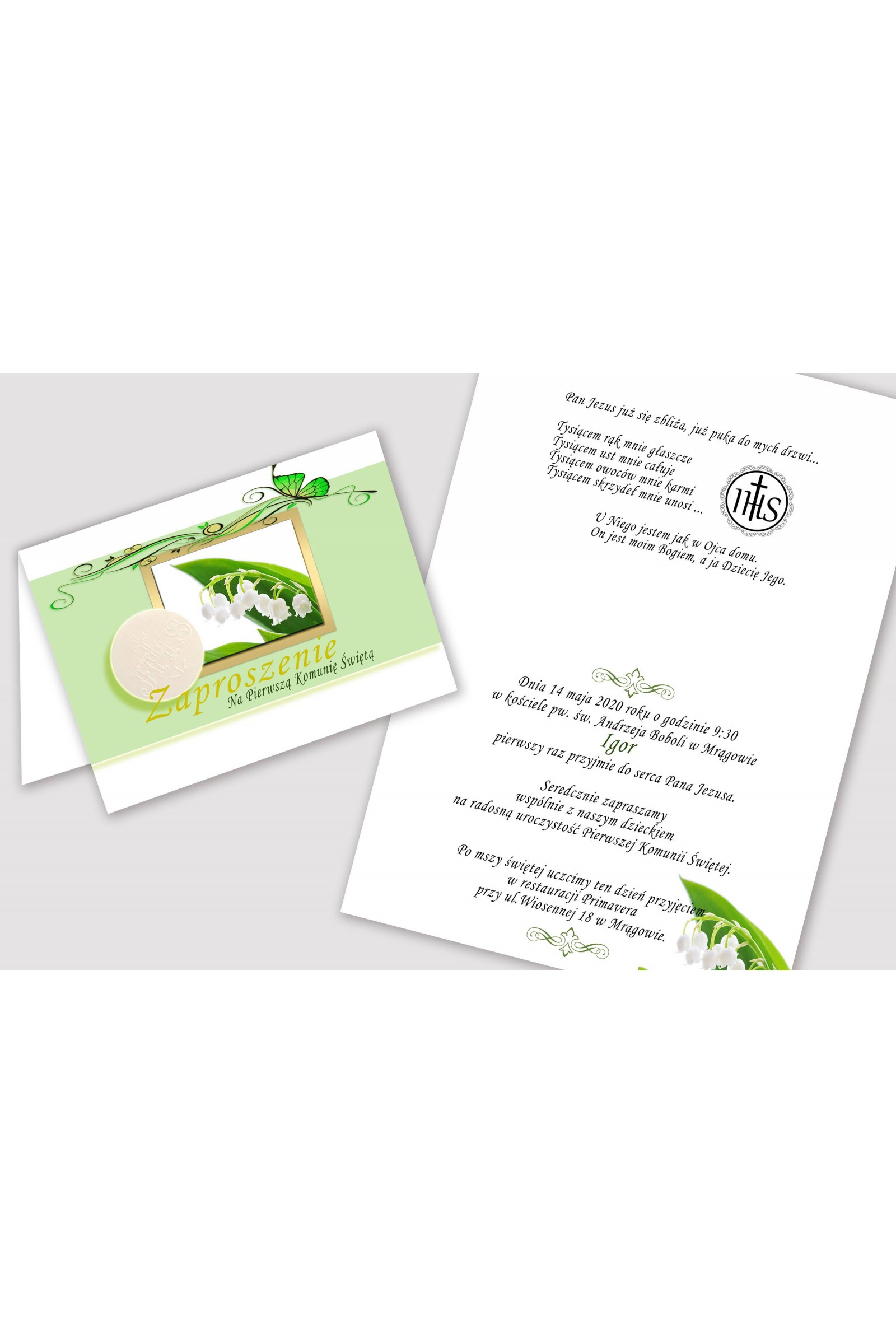 Personalisierte Kommunioneinladungen aus Bausätzen - Maiglöckchen - obraz 2