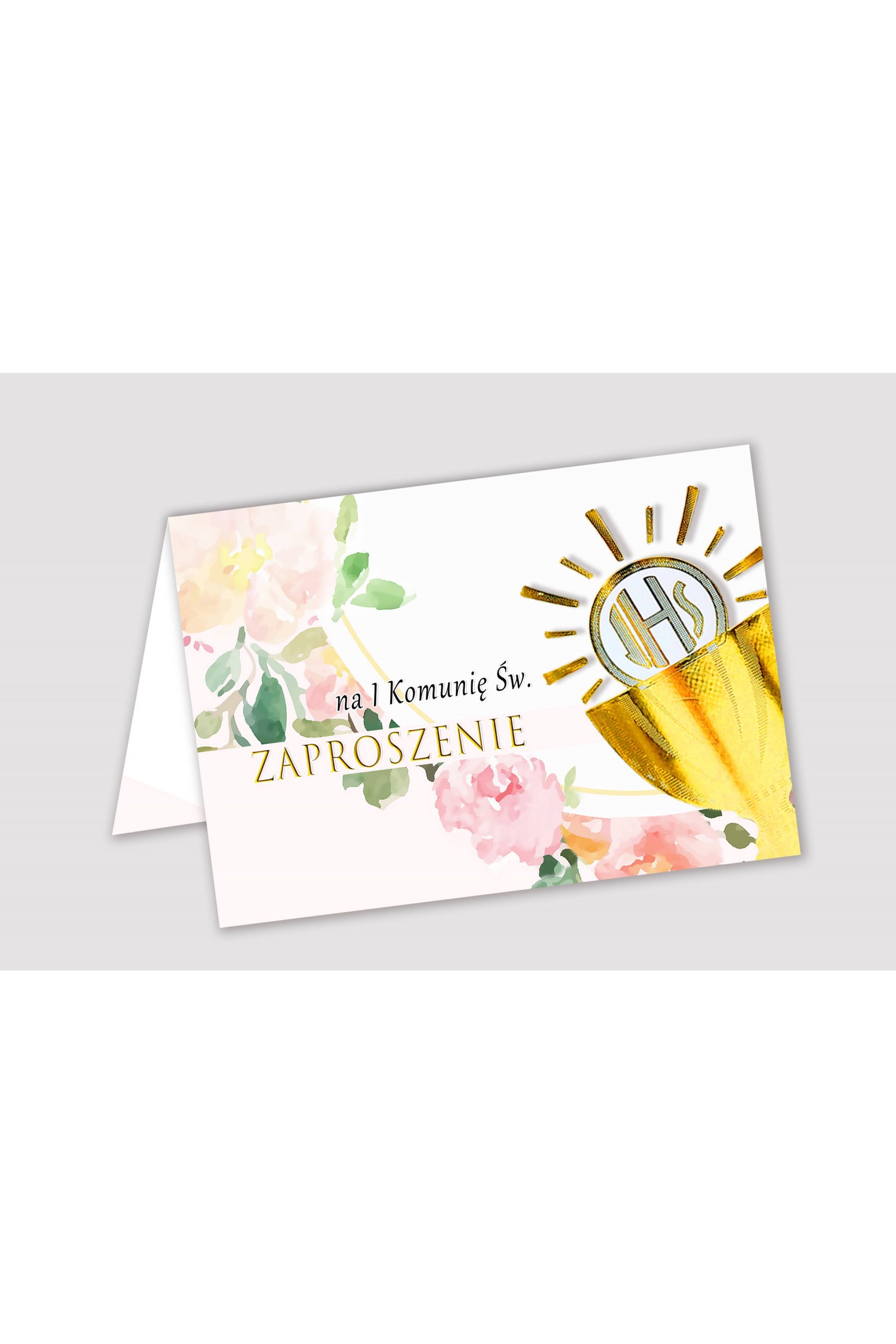 Personalisierte Kommunionseinladungen aus Bausätzen - Aquarell rosa - obraz 1