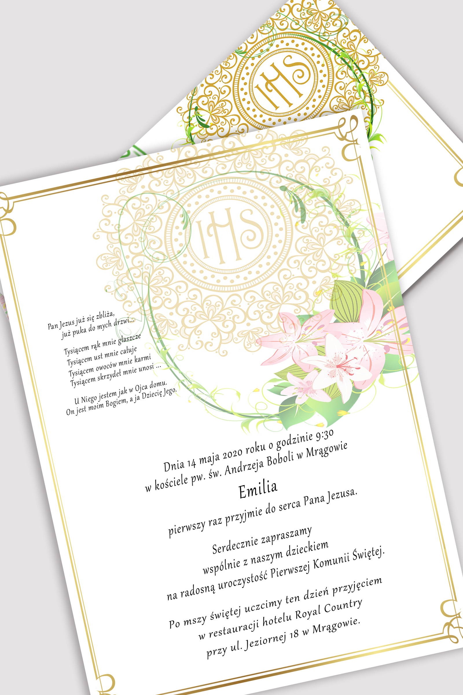 Personalisierte Kommunioneinladungen mit Sets - Zartheit der Lilien - obraz 0