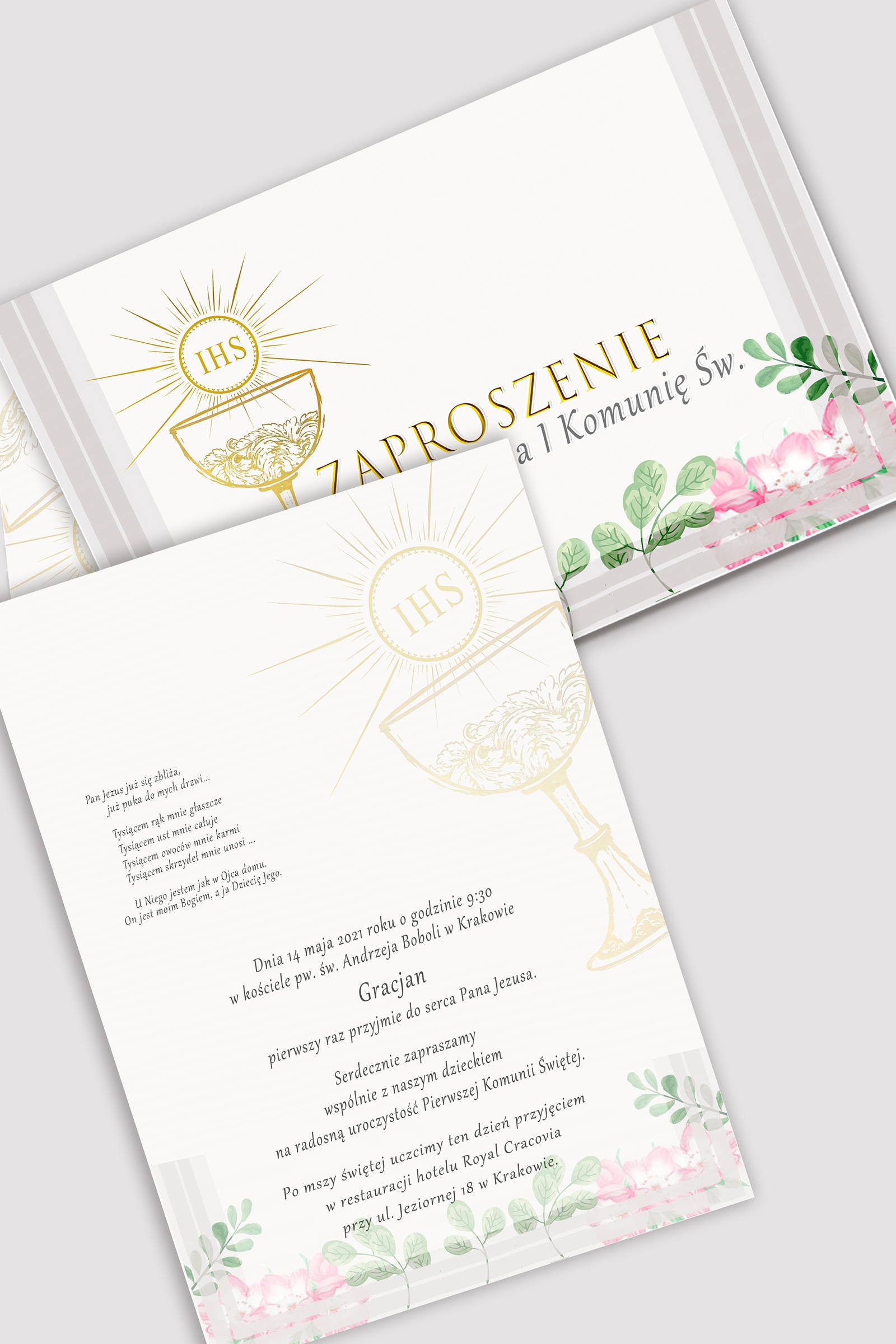 Personalisierte Kommunioneinladungen aus Bausätzen - Aquarell-Veilchen - obraz 0