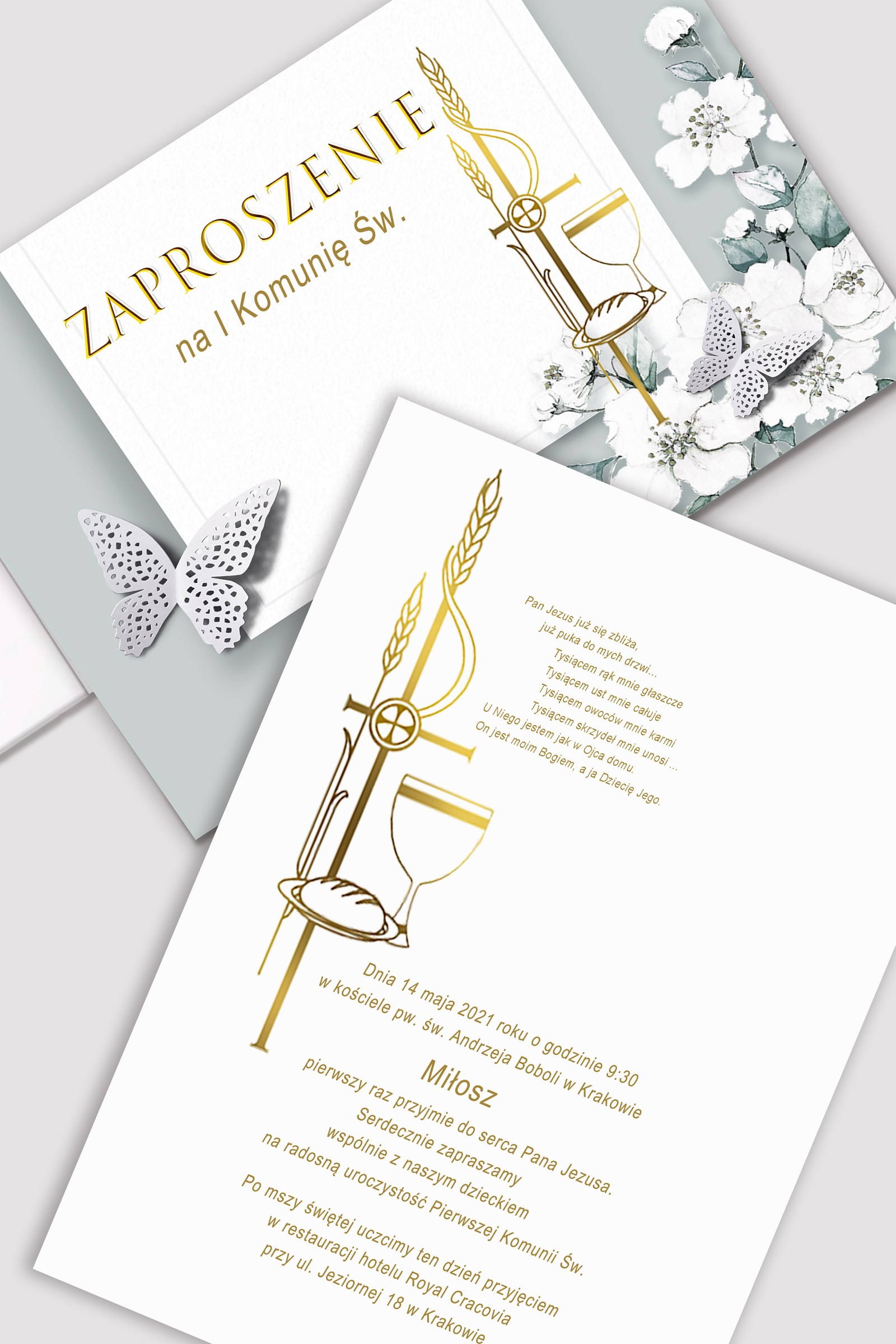 Personalisierte Kommunioneinladungen aus Bausätzen - Jasmine garden - obraz 0