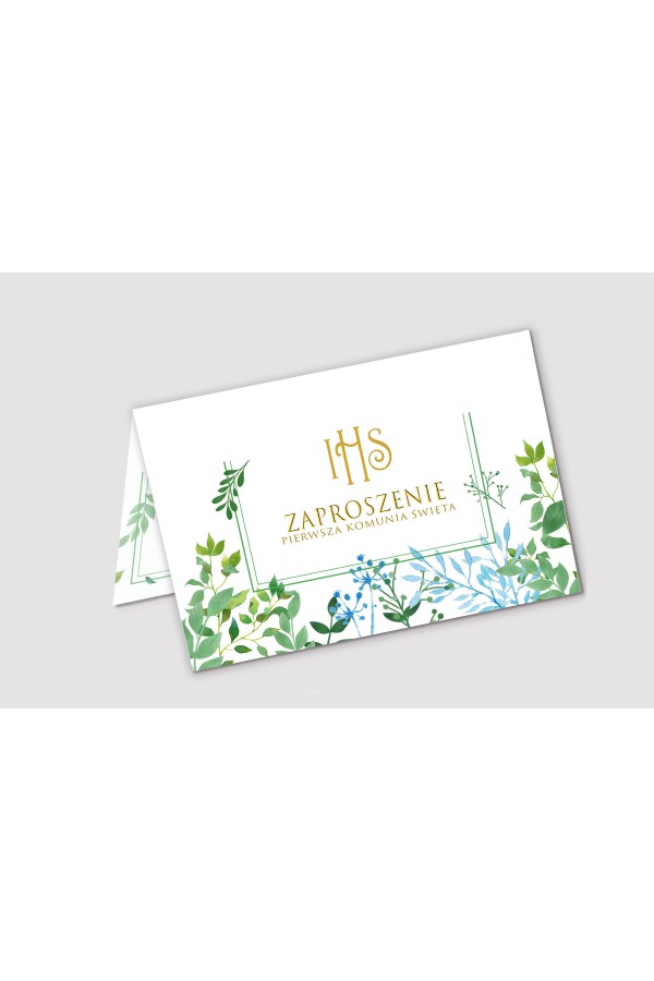 Personalisierte Kommunionseinladungen aus Sets - Frühlingsblätter - obraz 1