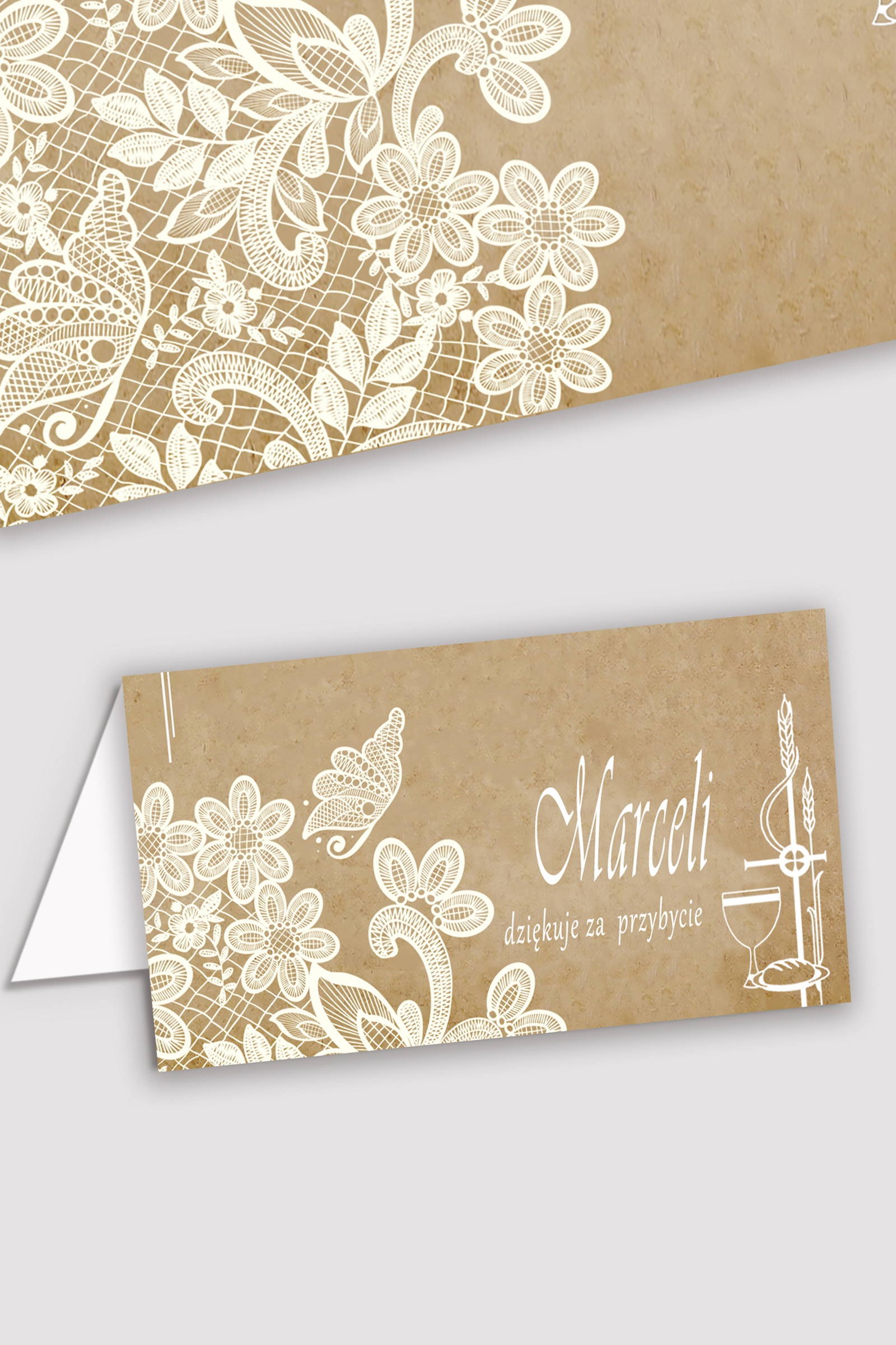 Personalisierte Kommunionsvignetten - Pergament Schmetterling - obraz 0