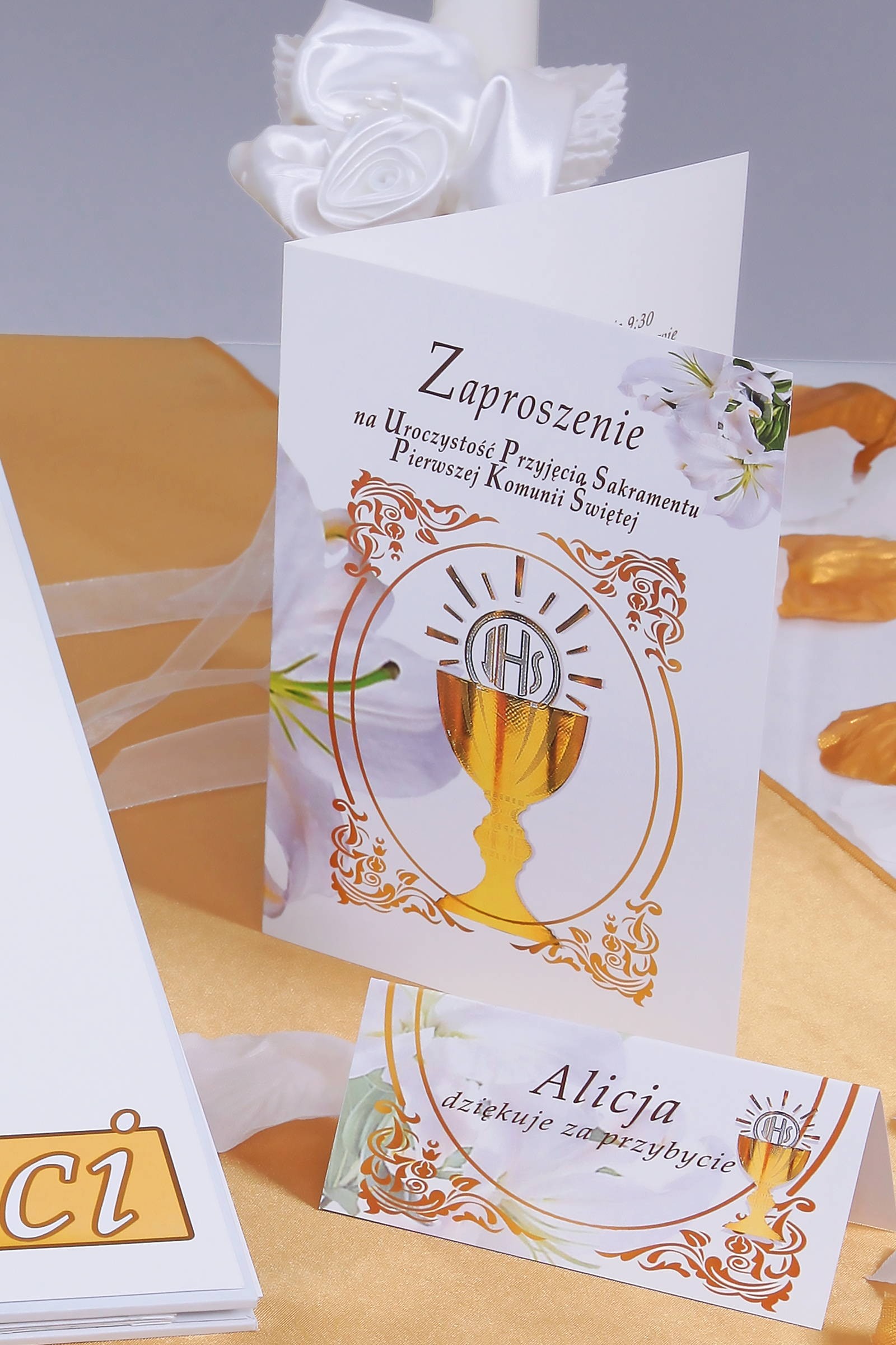 Personalisierte Kommunionsvignetten - Gold - obraz 0