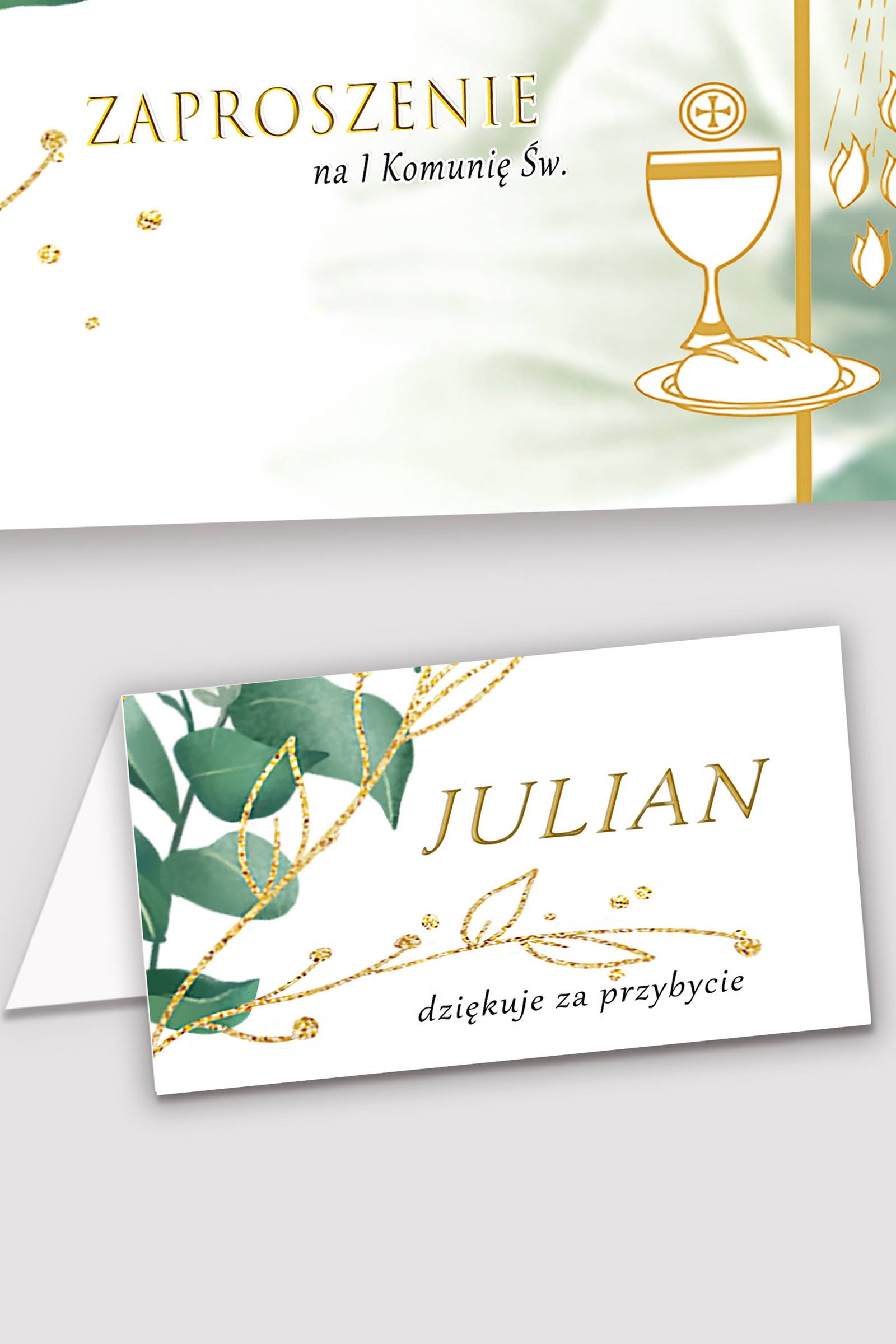 Personalisierte Kommunionsvignetten - Weißes Blütenblatt - obraz 0