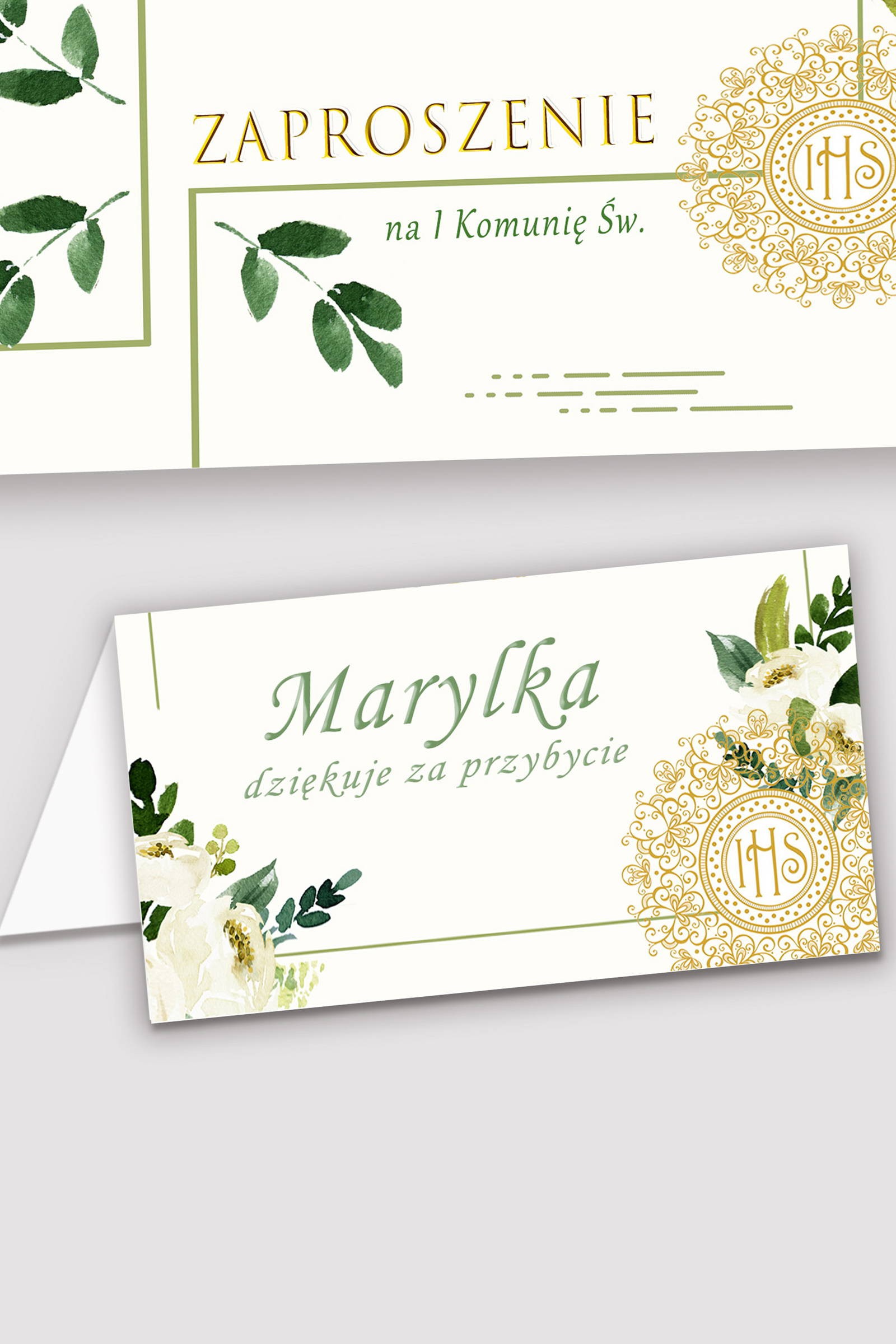 Personalisierte Kommunionsvignetten - Weißer Strauß - obraz 0