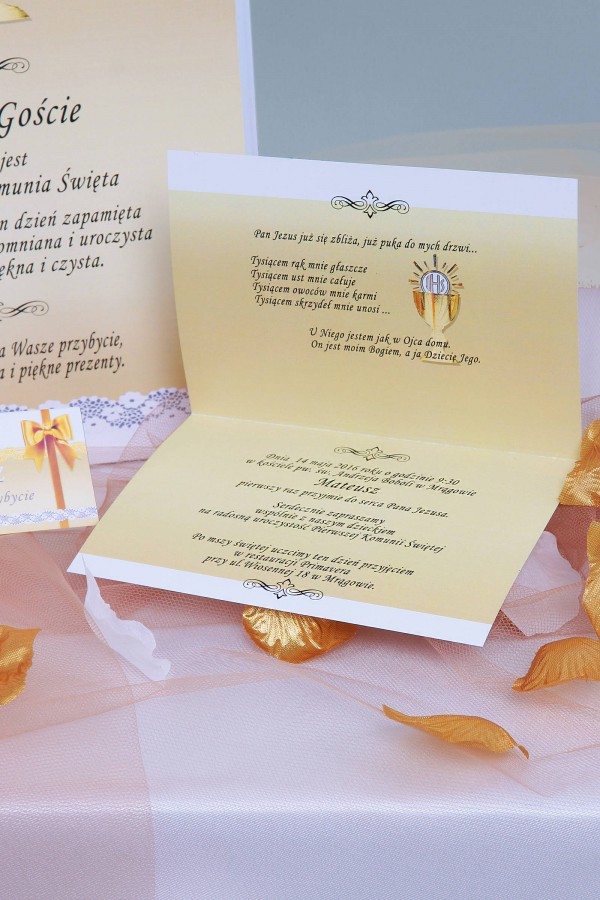 Personalisierte Kommunionsvignetten - Spitze gold - obraz 2