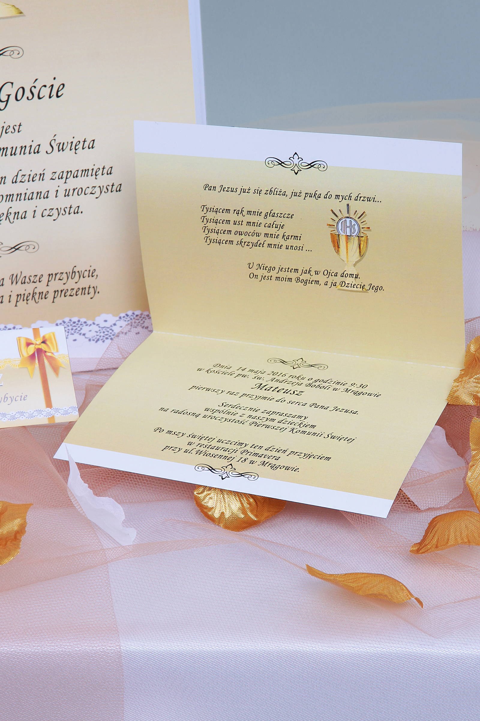 Personalisierte Kommunionsvignetten - Spitze gold - obraz 2