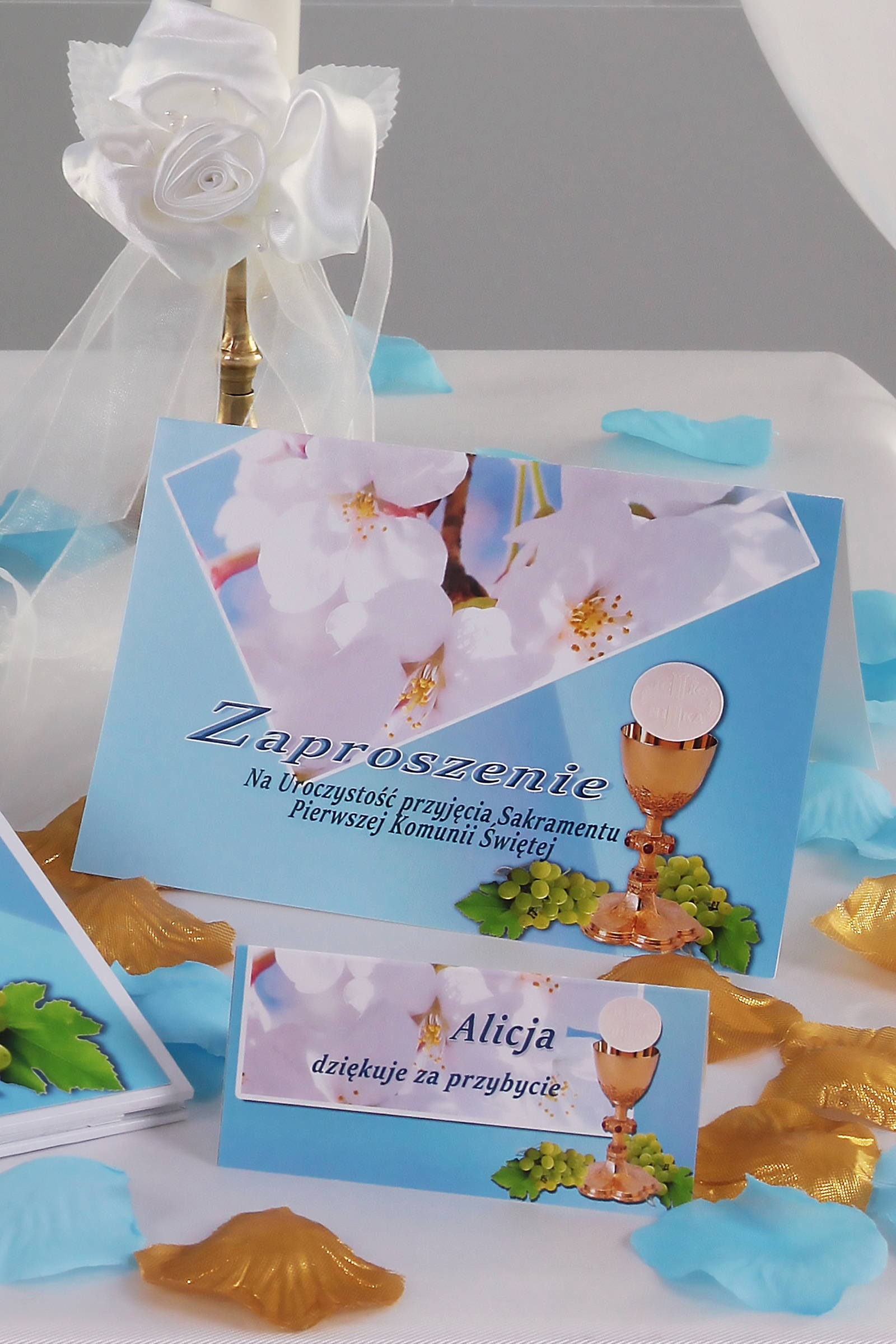 Personalisierte Kommunionsvignetten - Türkisfarbener Apfelbaum - obraz 1