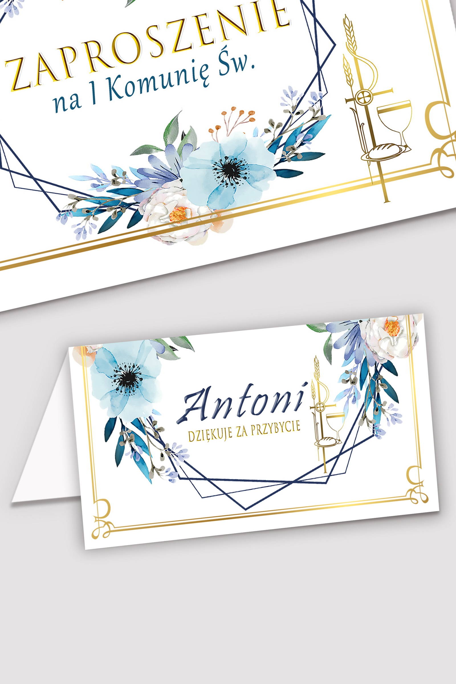 Personalisierte Vignetten zur Kommunion - Blaue Aquarellfarbe Personalisierte Vignetten zur Kommunion - Blaue Aquarellfarbe - obraz 0
