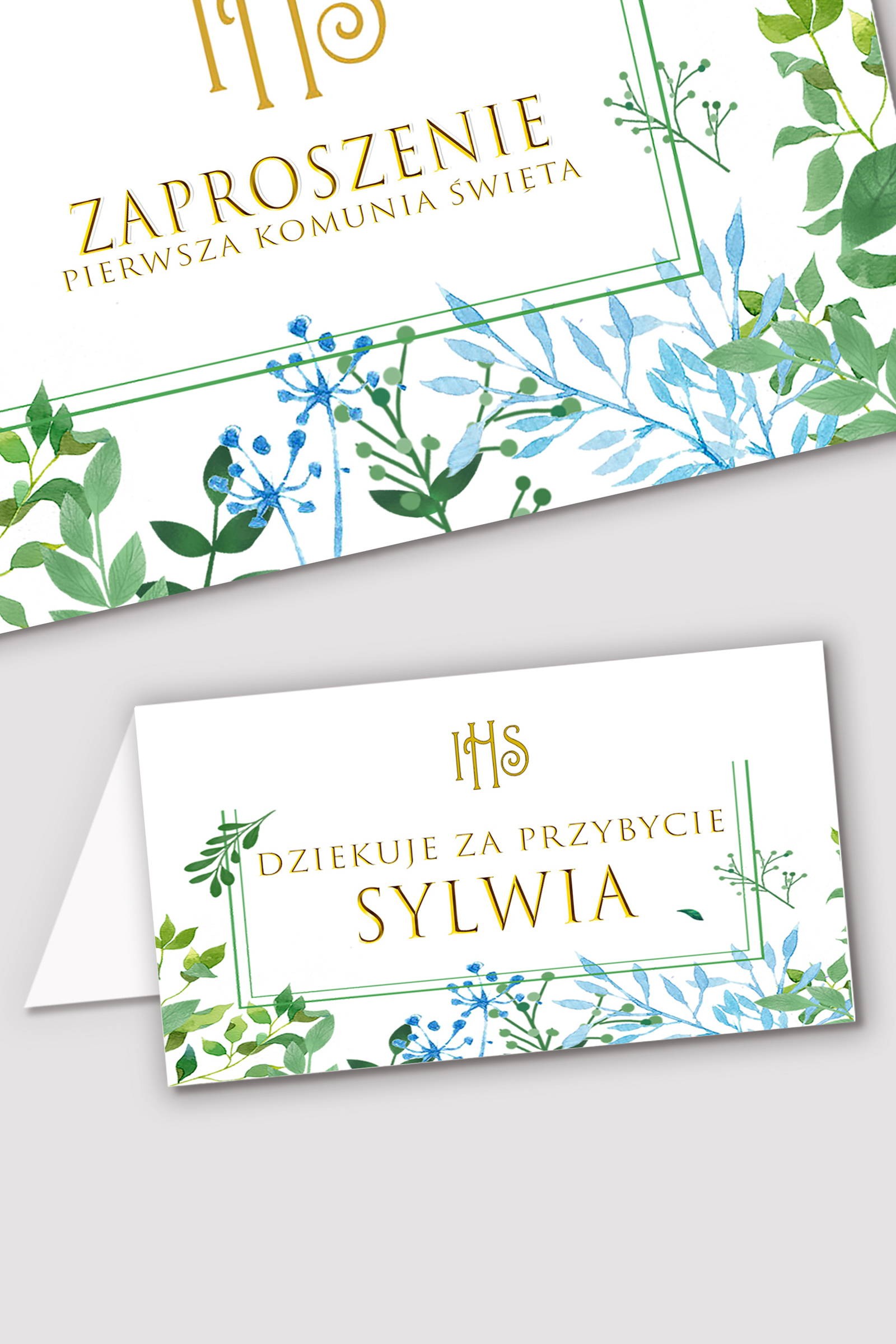 Personalisierte Kommunionsvignetten - Frühlingsblätter Personalisierte Kommunionsvignetten - Frühlingsblätter - obraz 0