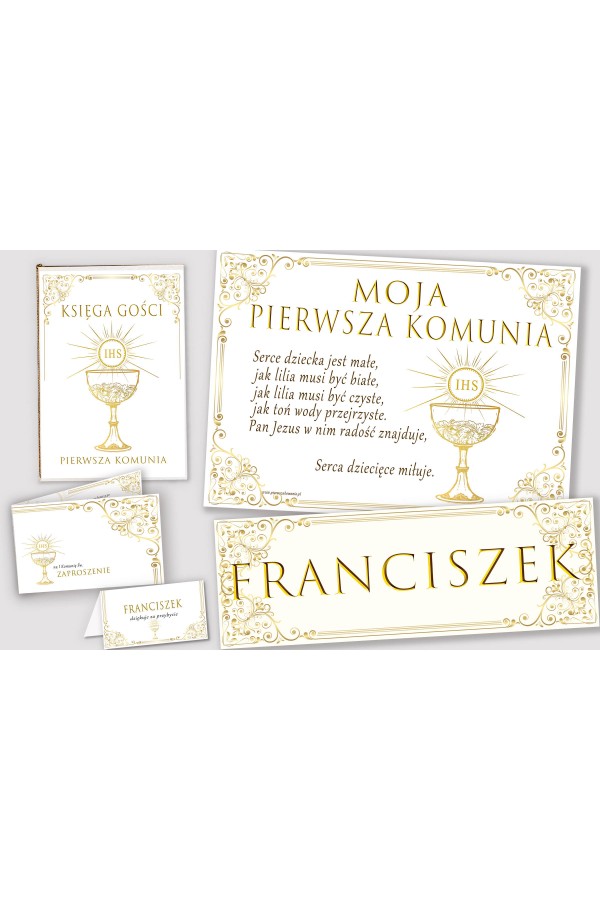 Personalisiertes dekoratives Kommunionsset - Royal Gold - obraz 1