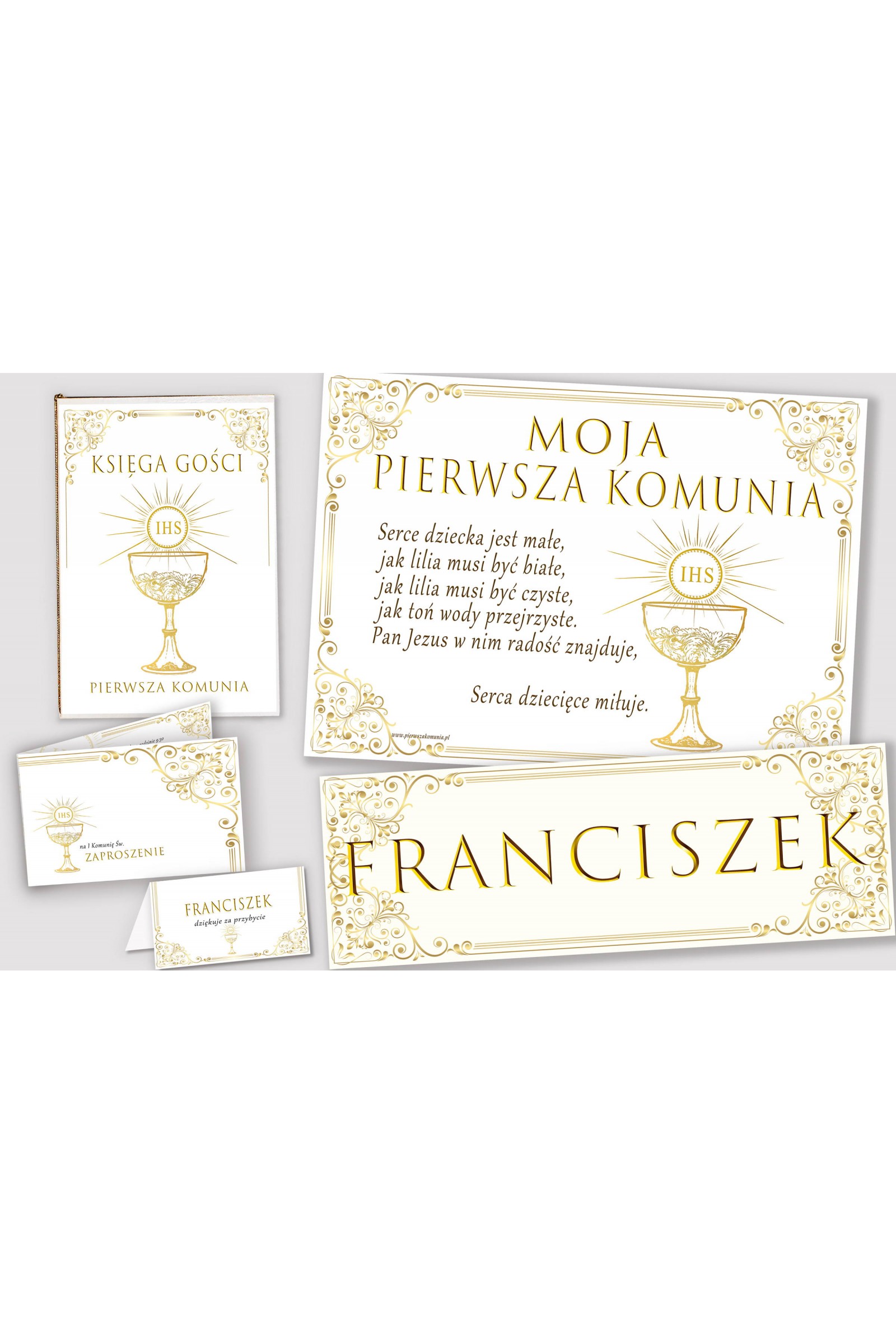 Personalisiertes dekoratives Kommunionsset - Royal Gold - obraz 1