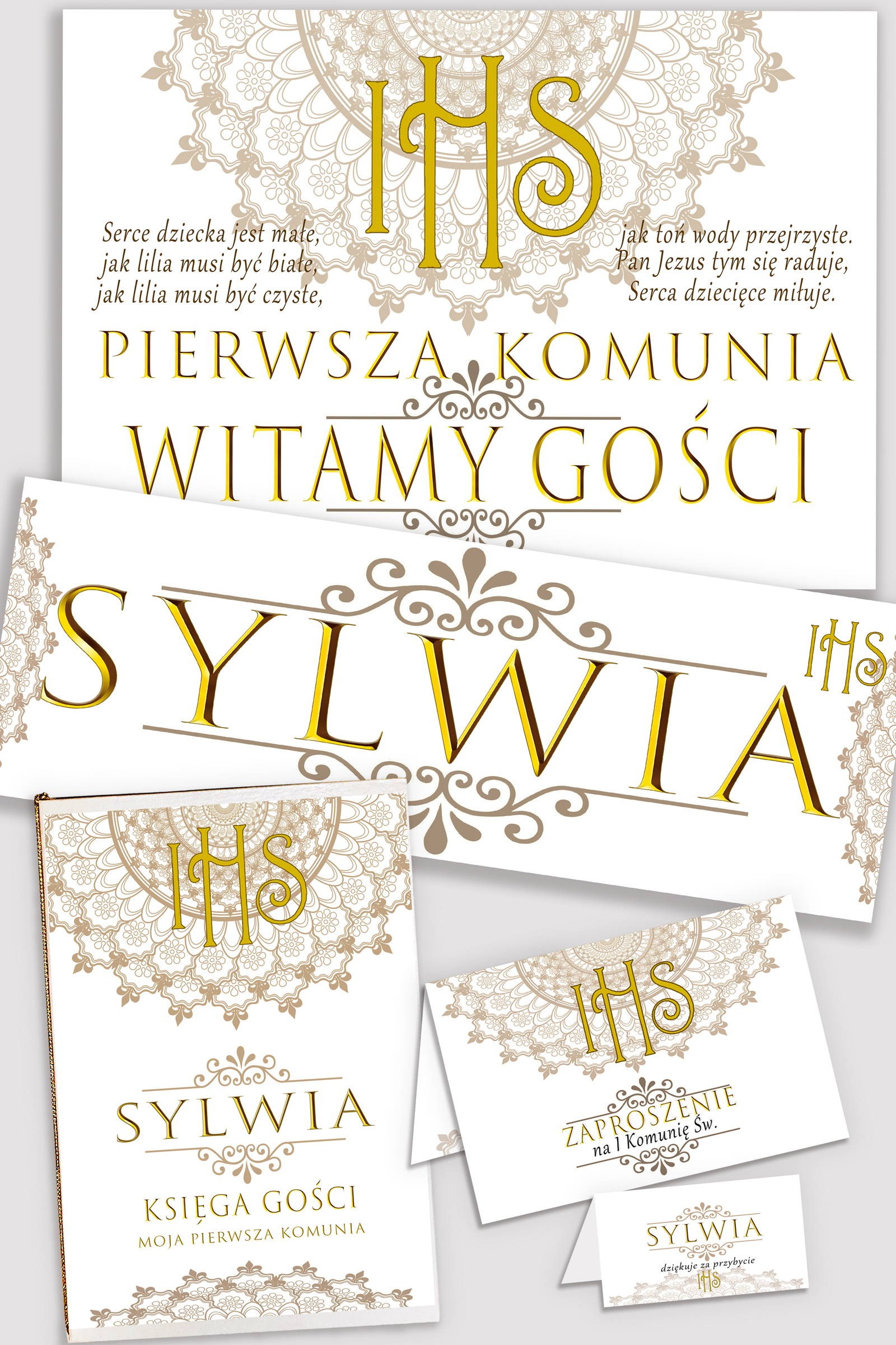 Personalisiertes dekoratives Kommunionsset - Rosette - obraz 0