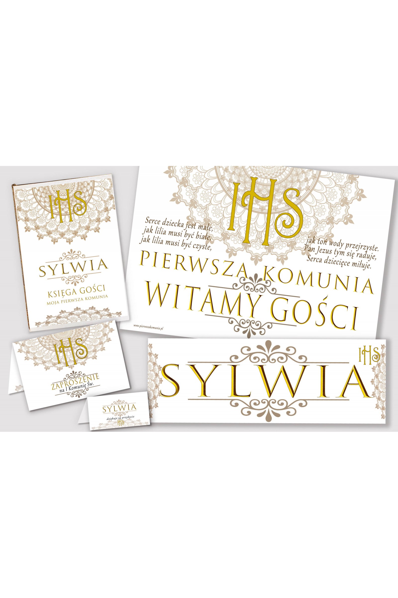 Personalisiertes dekoratives Kommunionsset - Rosette - obraz 1