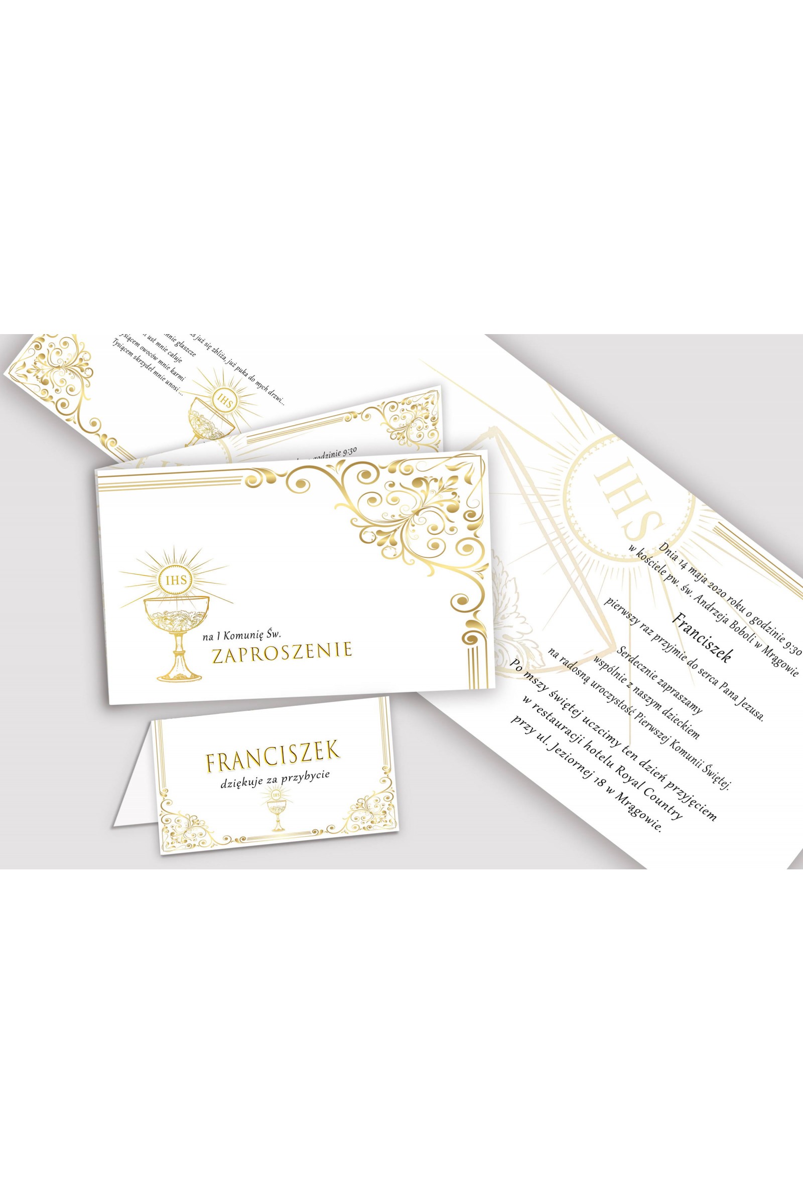 Personalisiertes dekoratives Kommunionsset - Royal Gold - obraz 5