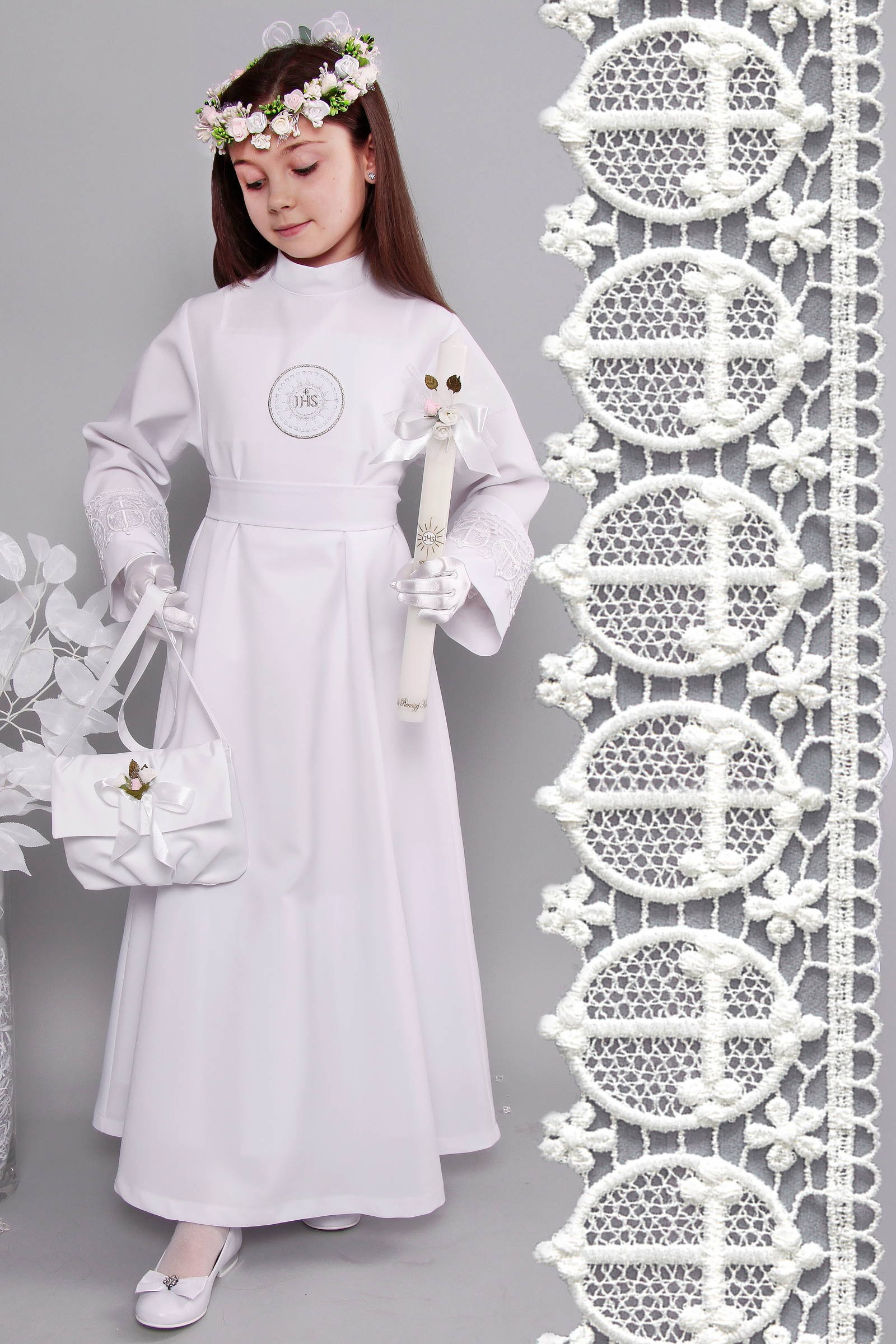 Kommunion albe mit guipure 14a/UK-R2 - obraz 1