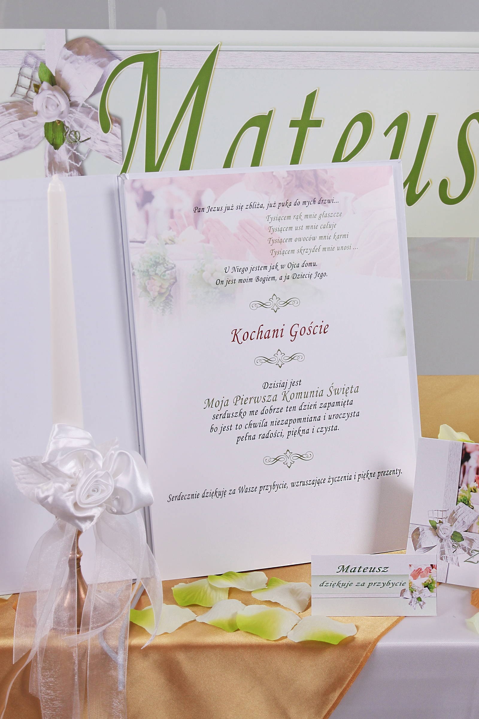 Personalisiertes dekoratives Kommunionsset - Kinder weiß - obraz 3