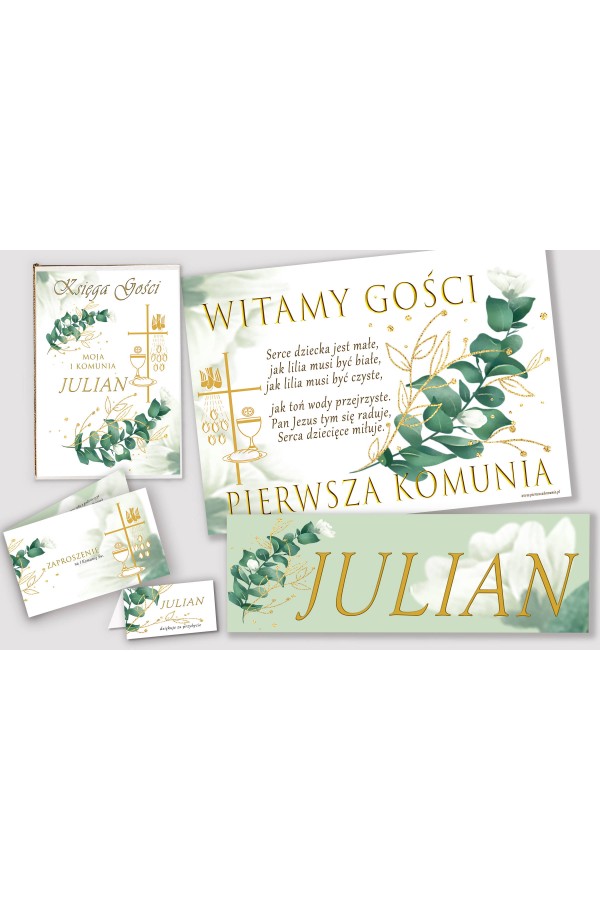 Personalisiertes dekoratives Kommunionsset - Weißes Blütenblatt - obraz 1