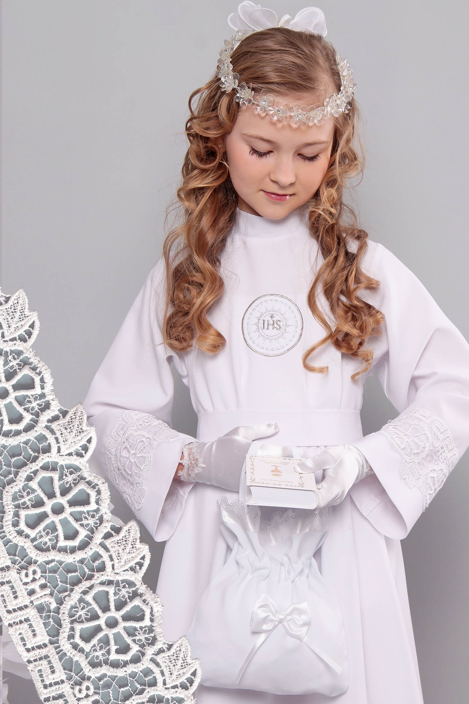 Kommunion albe mit guipure 14a/UK-R1 - obraz 0