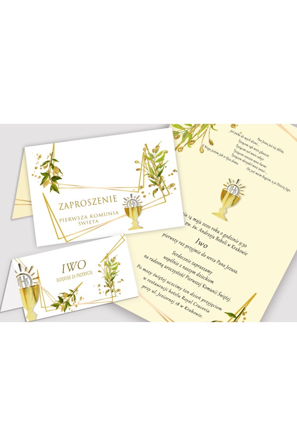 Personalisiertes dekoratives Kommunionsset - Goldene Anhänger - obraz 5