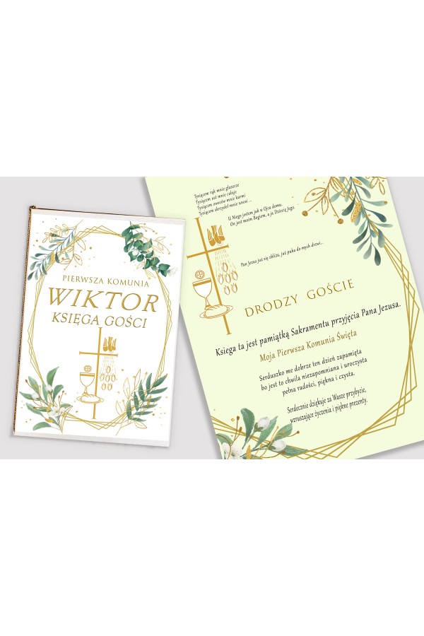 Personalisiertes dekoratives Kommunionsset - Gold und Zweige - obraz 4