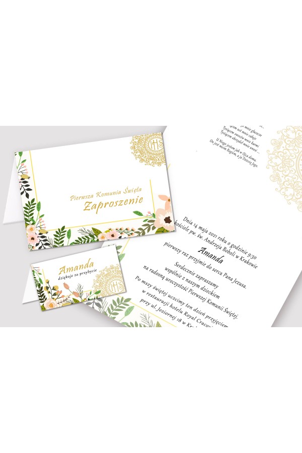 Personalisiertes dekoratives Kommunionsset - Pastellfarbene Mohnblumen - obraz 5