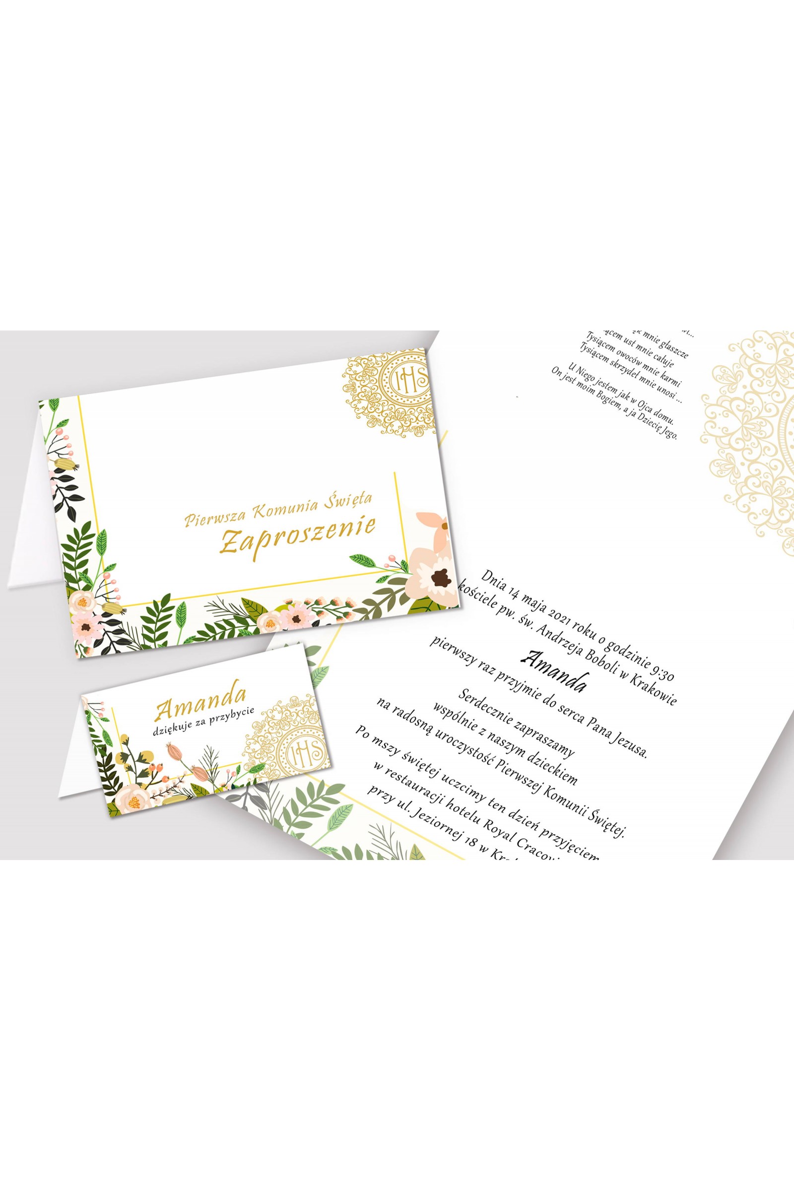 Personalisiertes dekoratives Kommunionsset - Pastellfarbene Mohnblumen - obraz 5