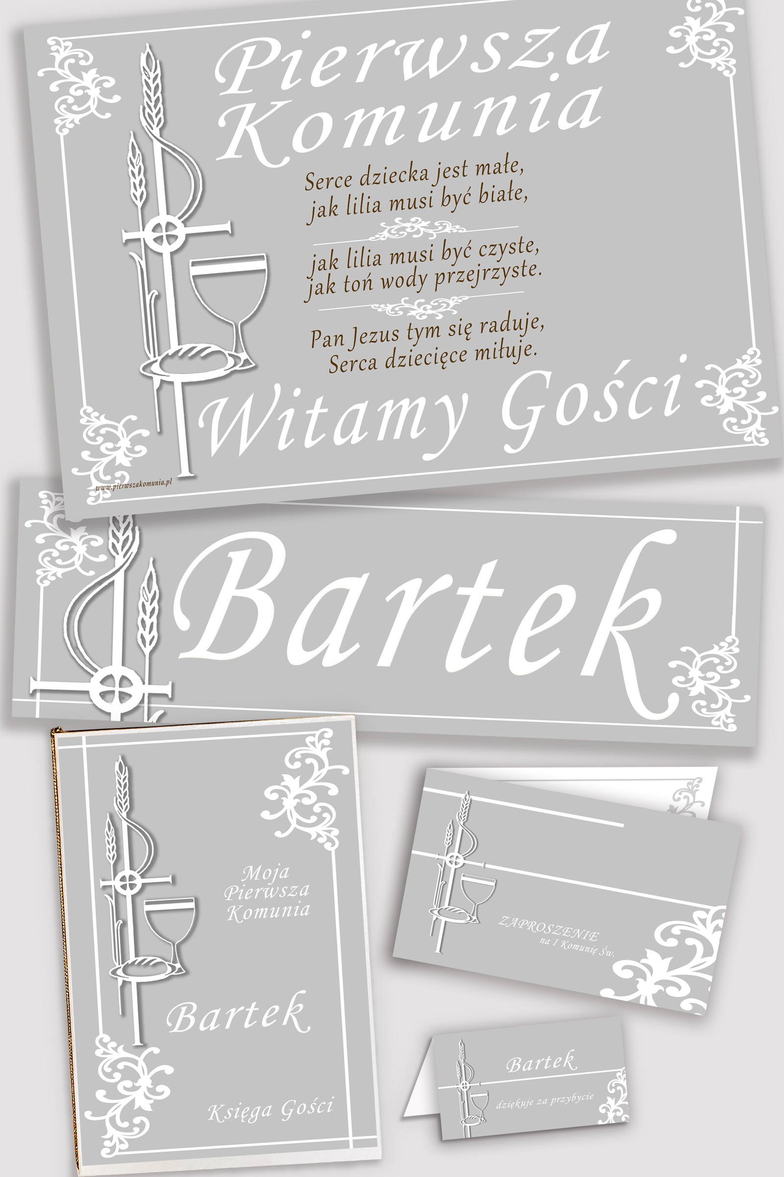 Personalisiertes dekoratives Kommunionsset - Weiße Eleganz - obraz 0