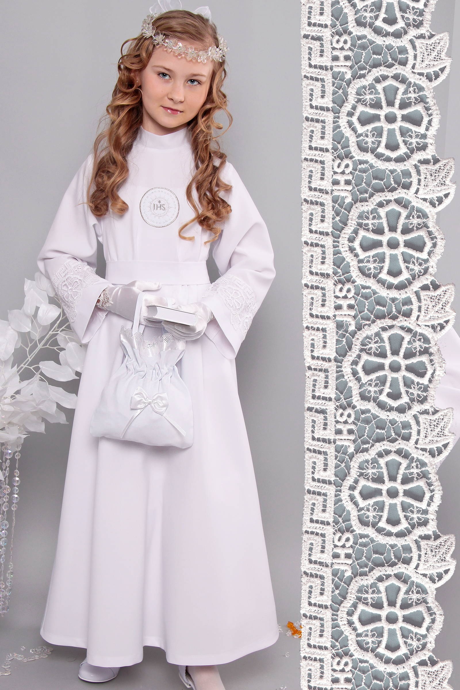 Kommunion albe mit guipure 14a/UK-R1 - obraz 1