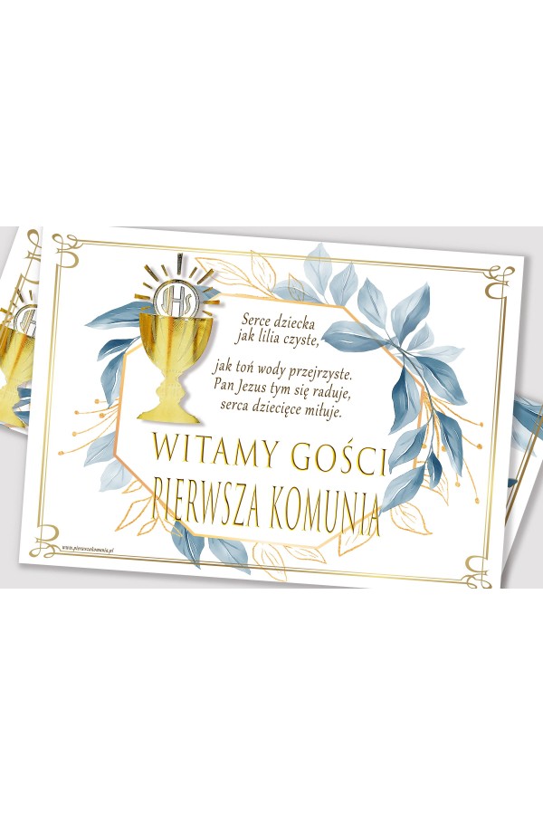 Personalisiertes dekoratives Kommunionsset - Gold mit einem Hauch von Marineblau Personalisiertes dekoratives Kommunionsset - Gold mit einem Hauch von Marineblau - obraz 3